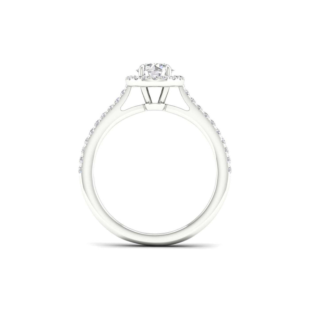 1.00 Carat T.W. Round-cut Lab Grown Diamond (F/VS+) 14K Gold Halo Ring