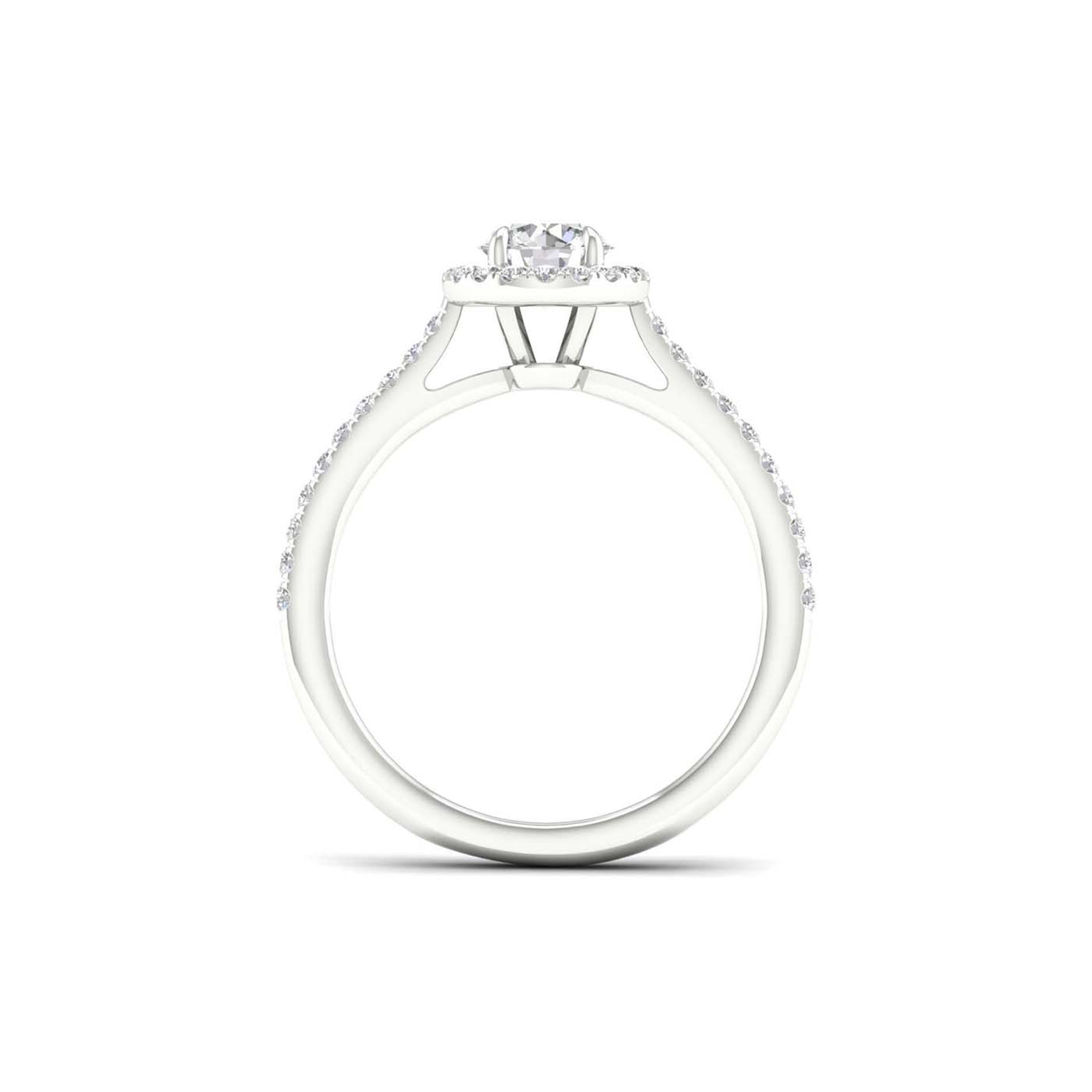 1.00 Carat T.W. Round-cut Lab Grown Diamond (F/VS+) 14K Gold Halo Ring