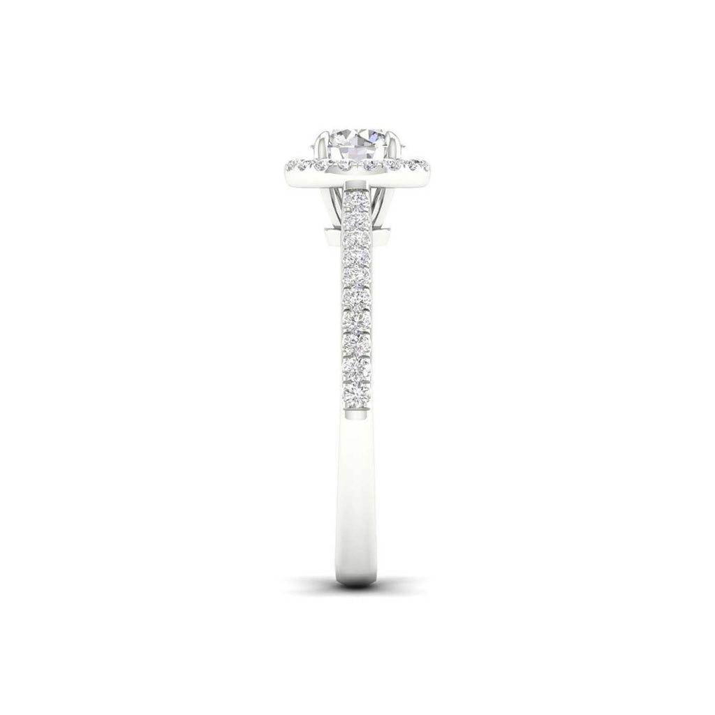 1.00 Carat T.W. Round-cut Lab Grown Diamond (F/VS+) 14K Gold Halo Ring