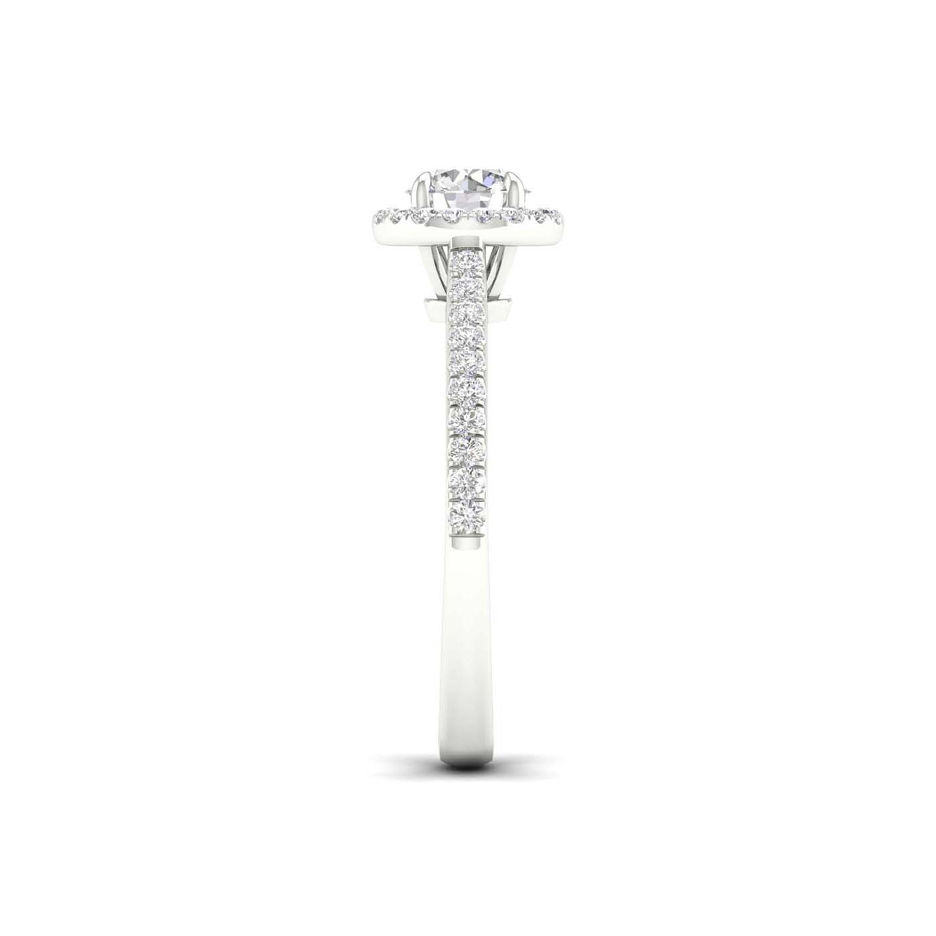 1.00 Carat T.W. Round-cut Lab Grown Diamond (F/VS+) 14K Gold Halo Ring