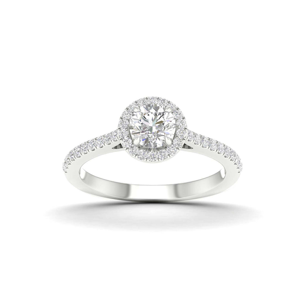 1.00 Carat T.W. Round-cut Lab Grown Diamond (F/VS+) 14K Gold Halo Ring