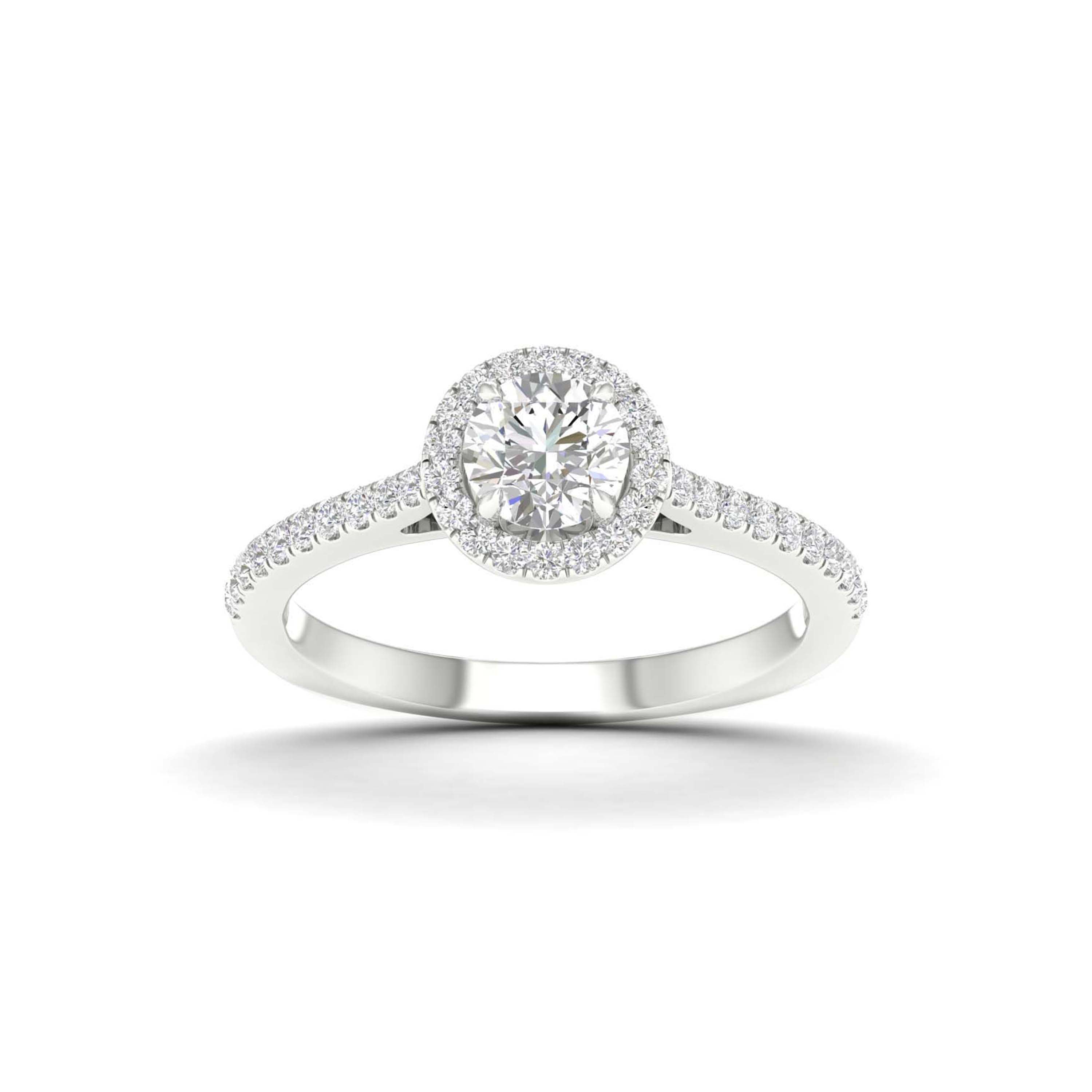 1.00 Carat T.W. Round-cut Lab Grown Diamond (F/VS+) 14K Gold Halo Ring