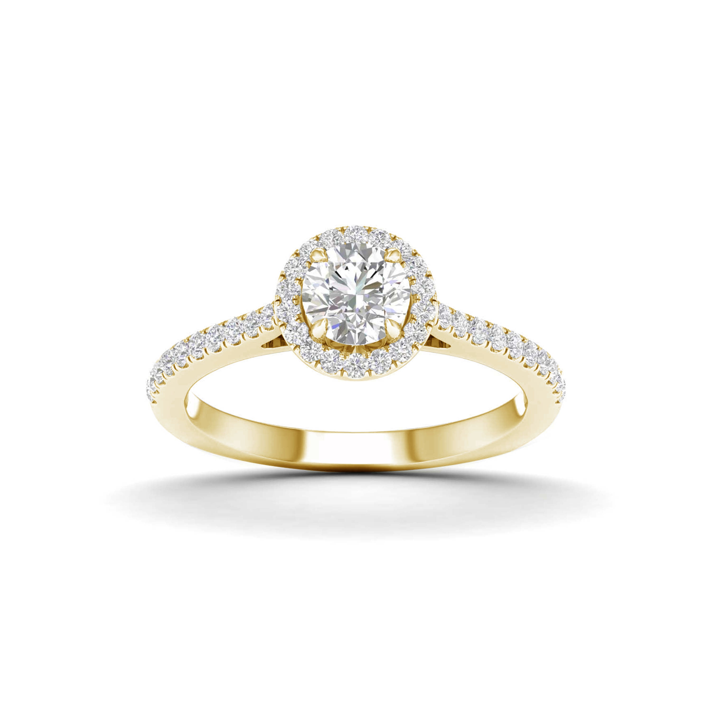 1.00 Carat T.W. Round-cut Lab Grown Diamond (F/VS+) 14K Gold Halo Ring