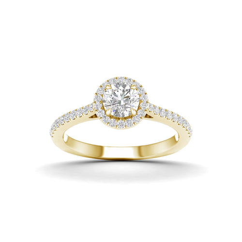 1.00 Carat T.W. Round-cut Lab Grown Diamond (F/VS+) 14K Gold Halo Ring