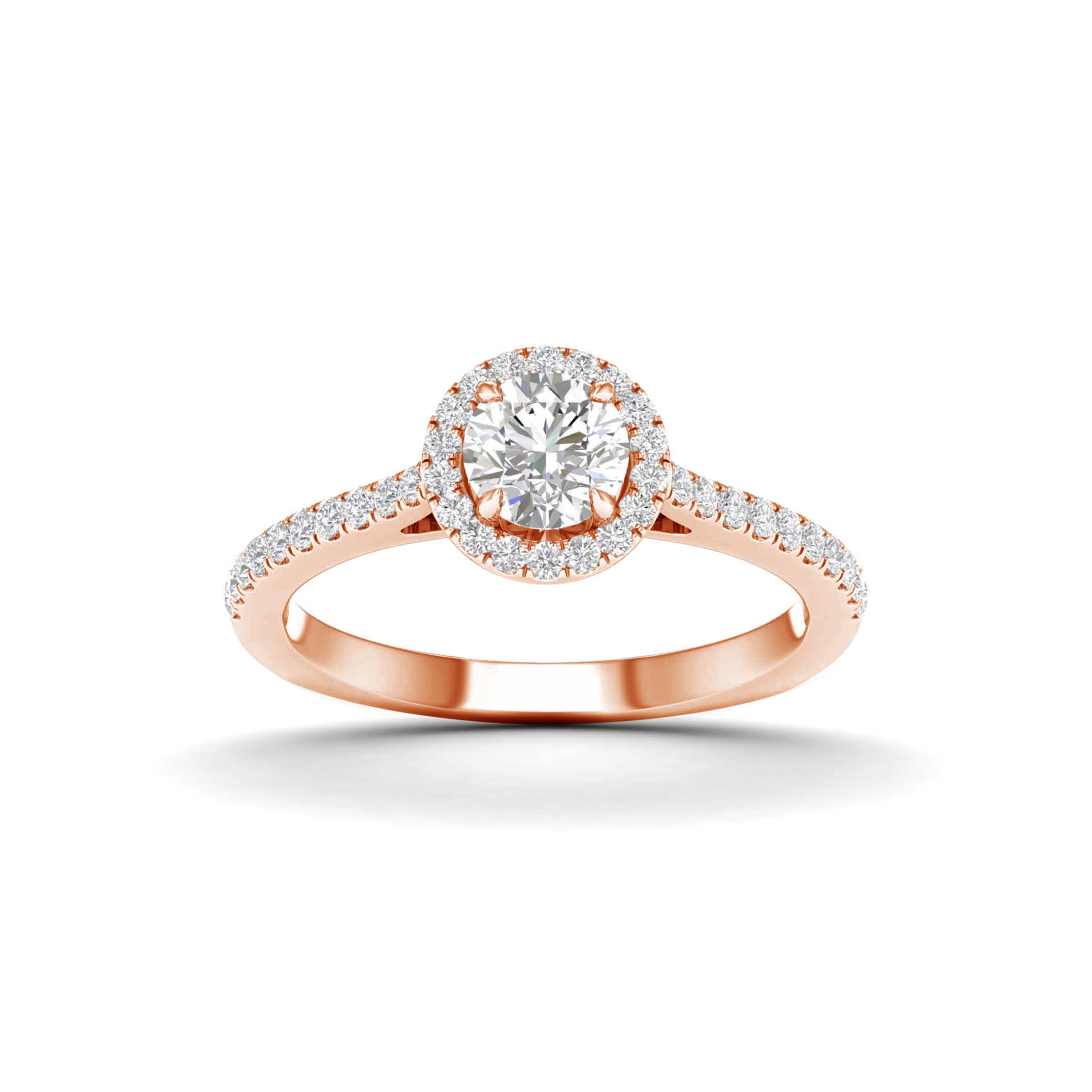 1.00 Carat T.W. Round-cut Lab Grown Diamond (F/VS+) 14K Gold Halo Ring