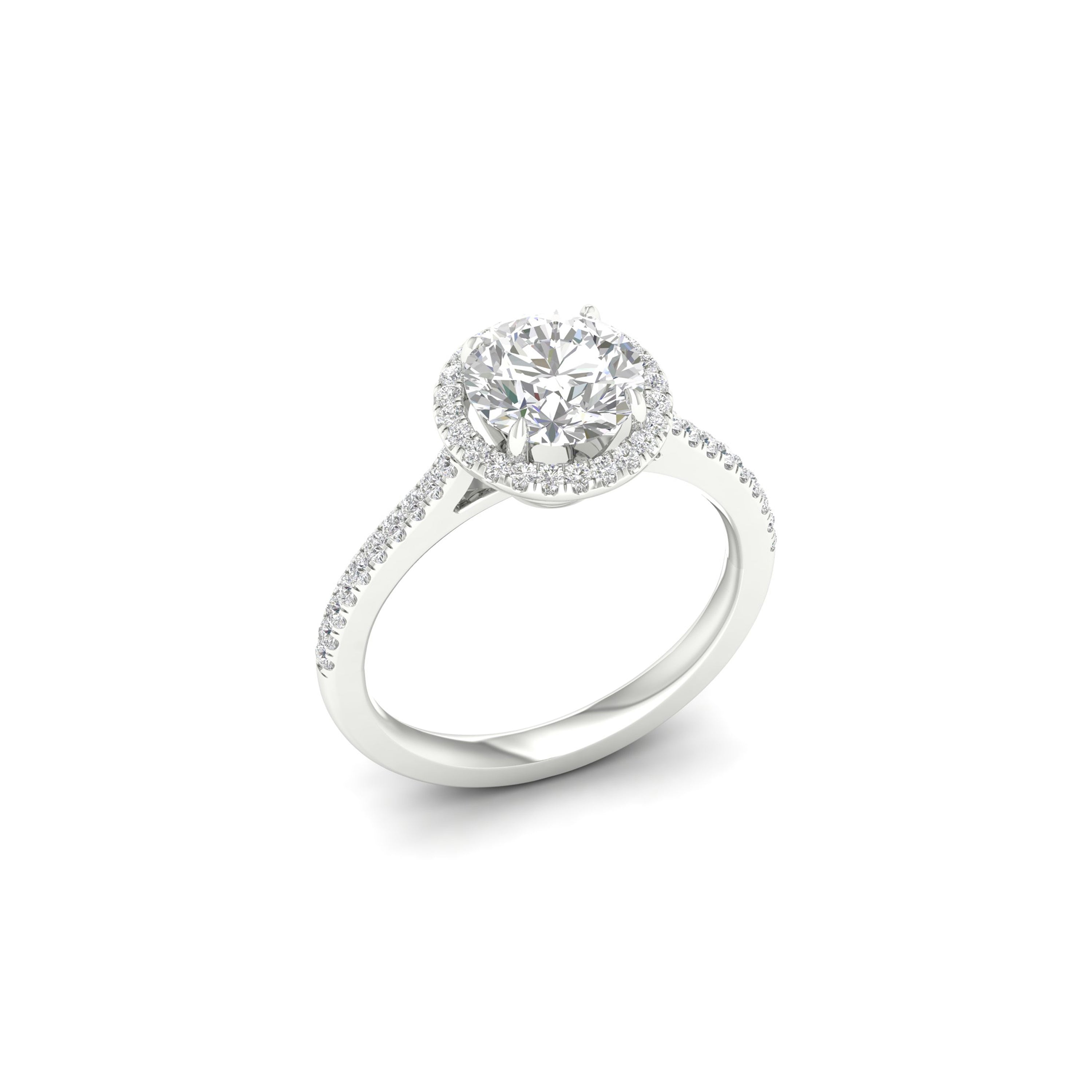 2 1/4 Carat T.W. Round-cut Lab Grown Diamond (F/VS+) 14K Gold Halo Ring
