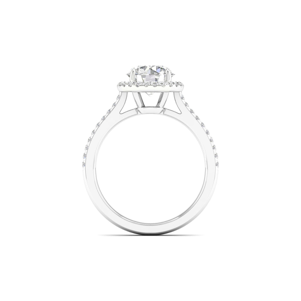 2 1/4 Carat T.W. Round-cut Lab Grown Diamond (F/VS+) 14K Gold Halo Ring