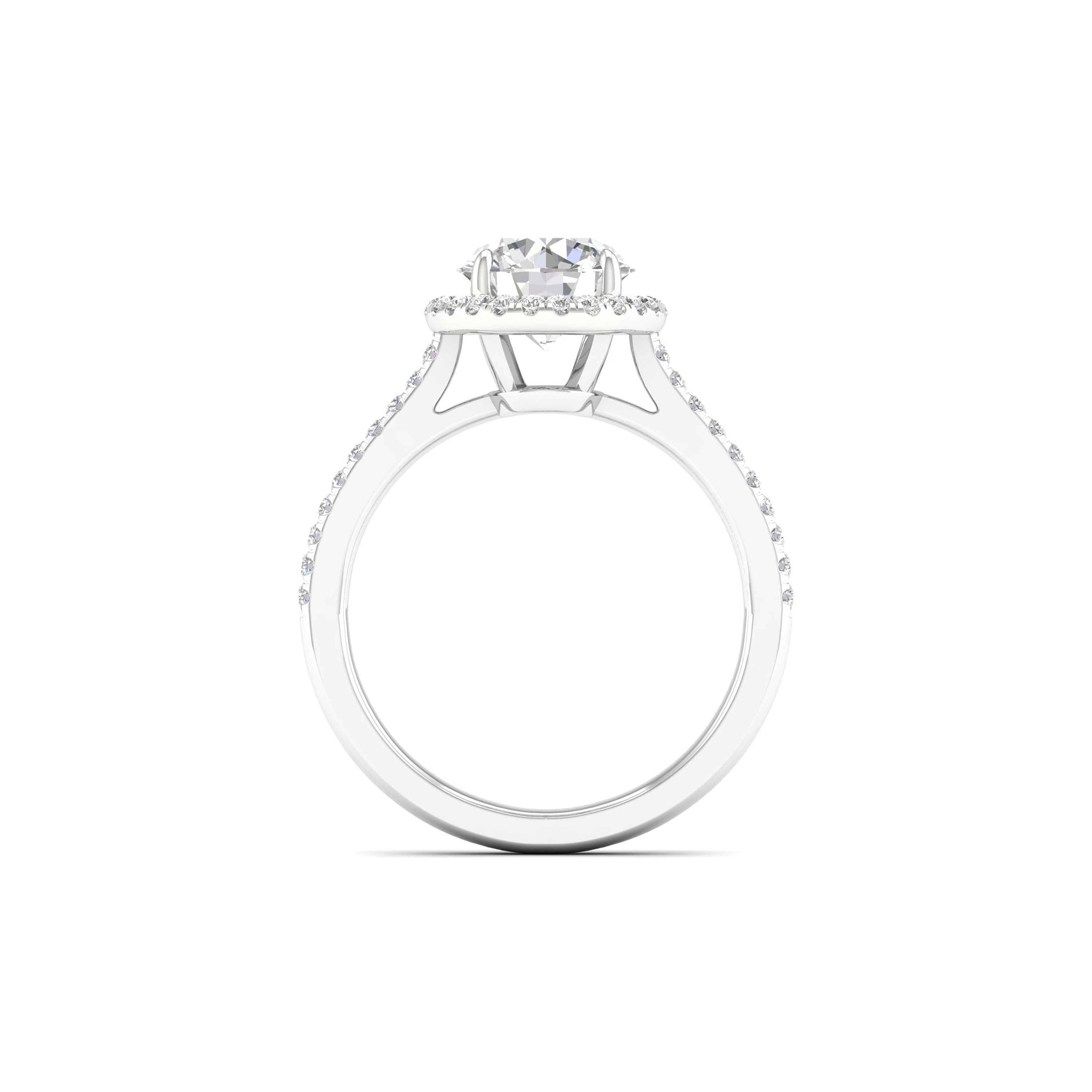 2 1/4 Carat T.W. Round-cut Lab Grown Diamond (F/VS+) 14K Gold Halo Ring