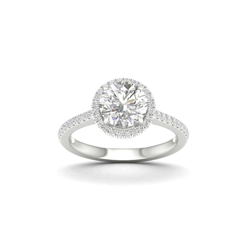 2 1/4 Carat T.W. Round-cut Lab Grown Diamond (F/VS+) 14K Gold Halo Ring