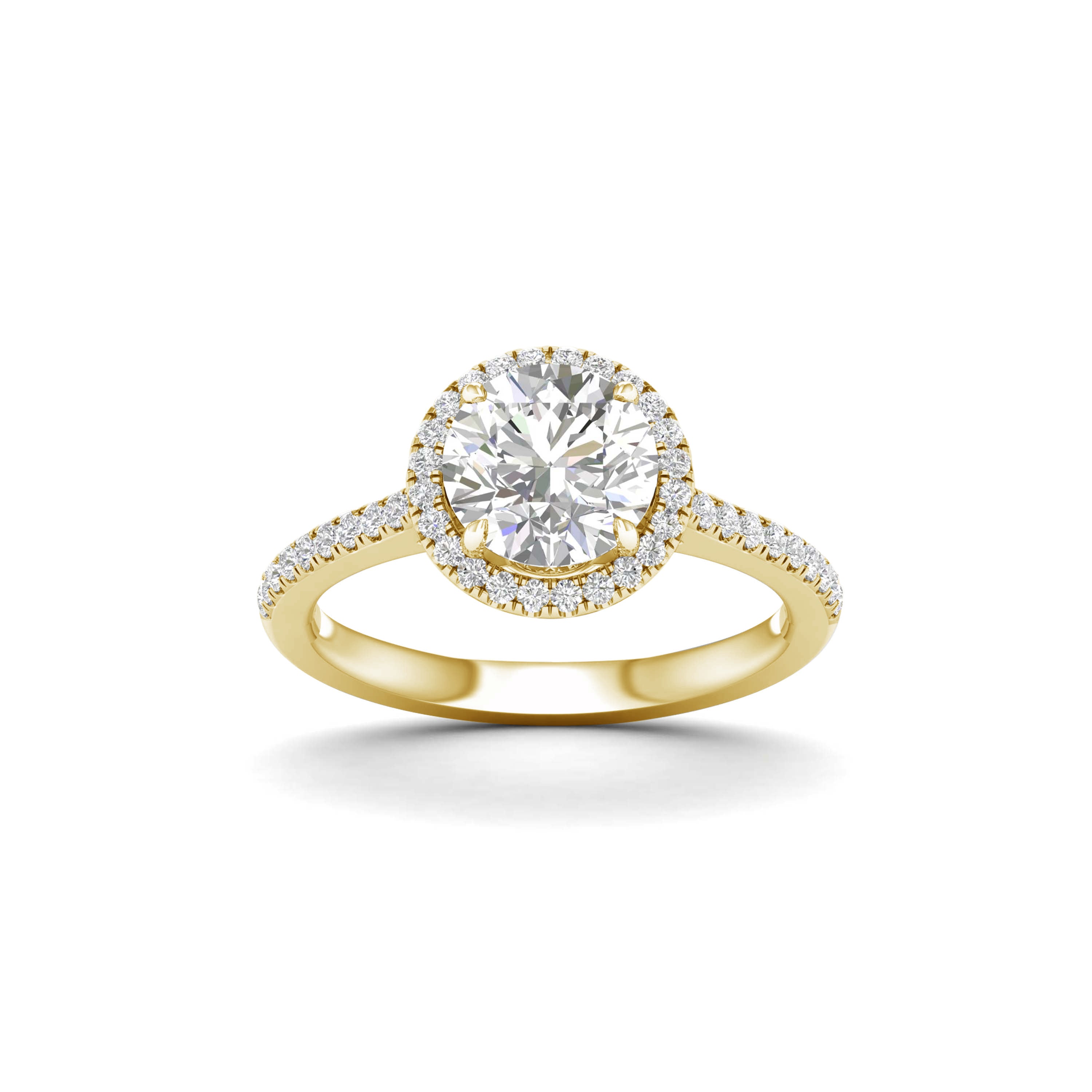 2 1/4 Carat T.W. Round-cut Lab Grown Diamond (F/VS+) 14K Gold Halo Ring