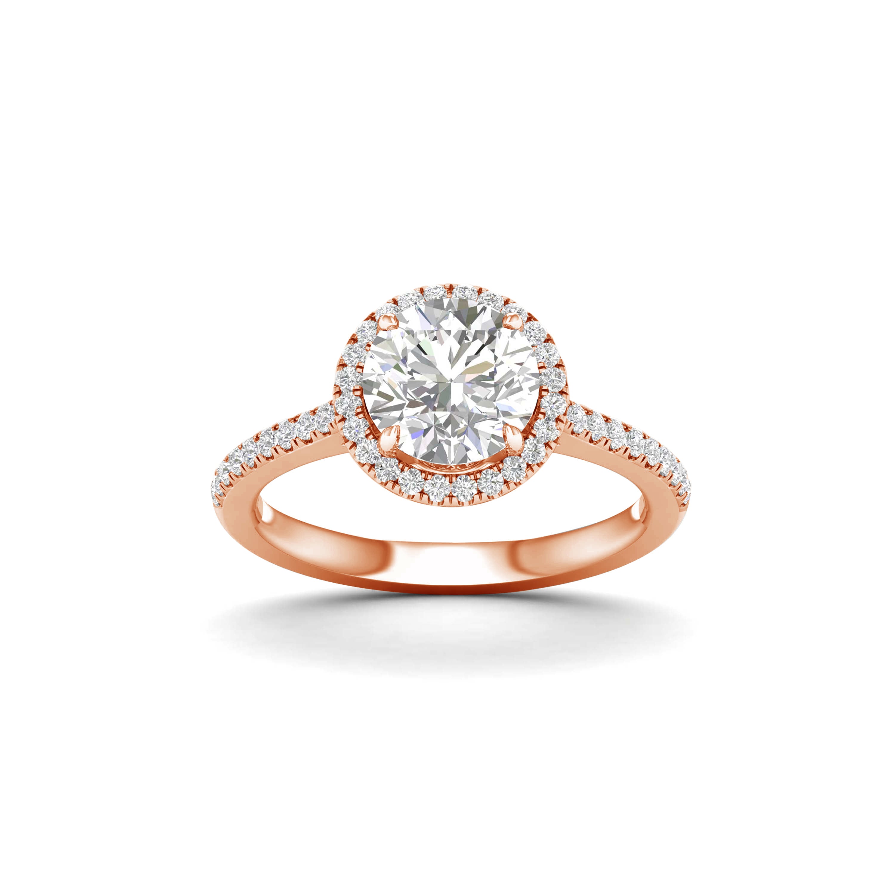 2 1/4 Carat T.W. Round-cut Lab Grown Diamond (F/VS+) 14K Gold Halo Ring
