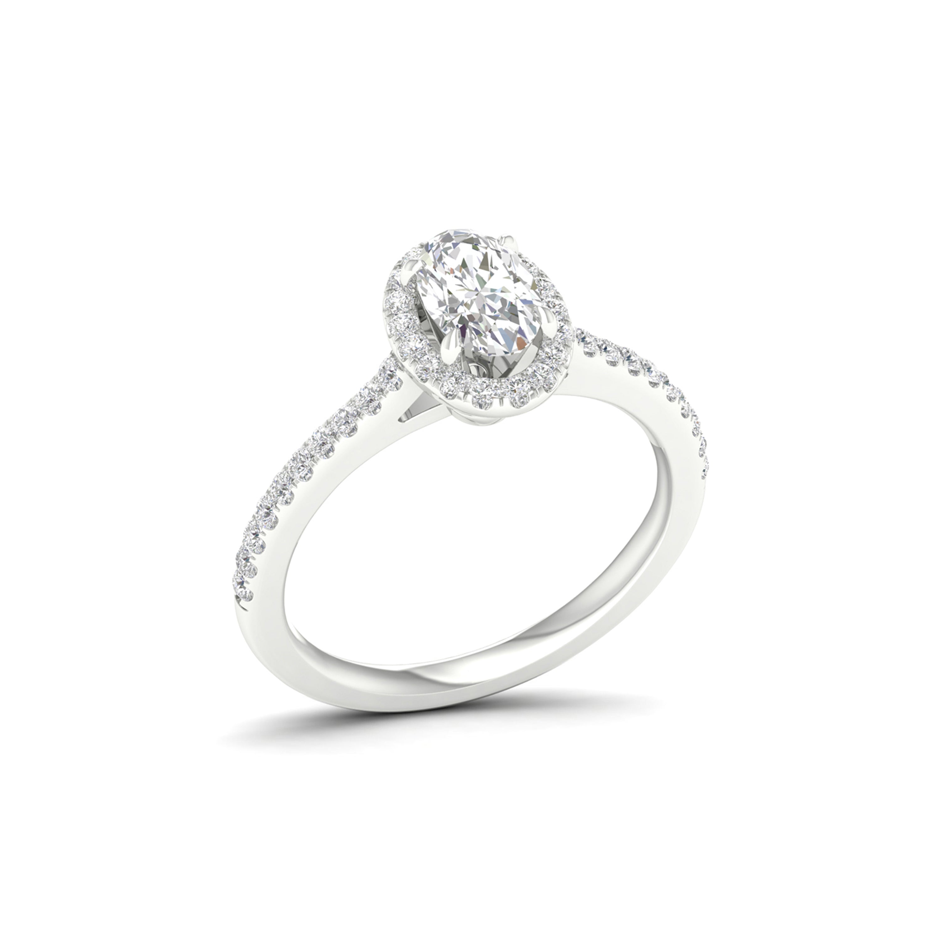 1.00 Carat T.W. Oval/Round-cut Lab Grown Diamond (F/VS+) 14K Gold Halo Ring
