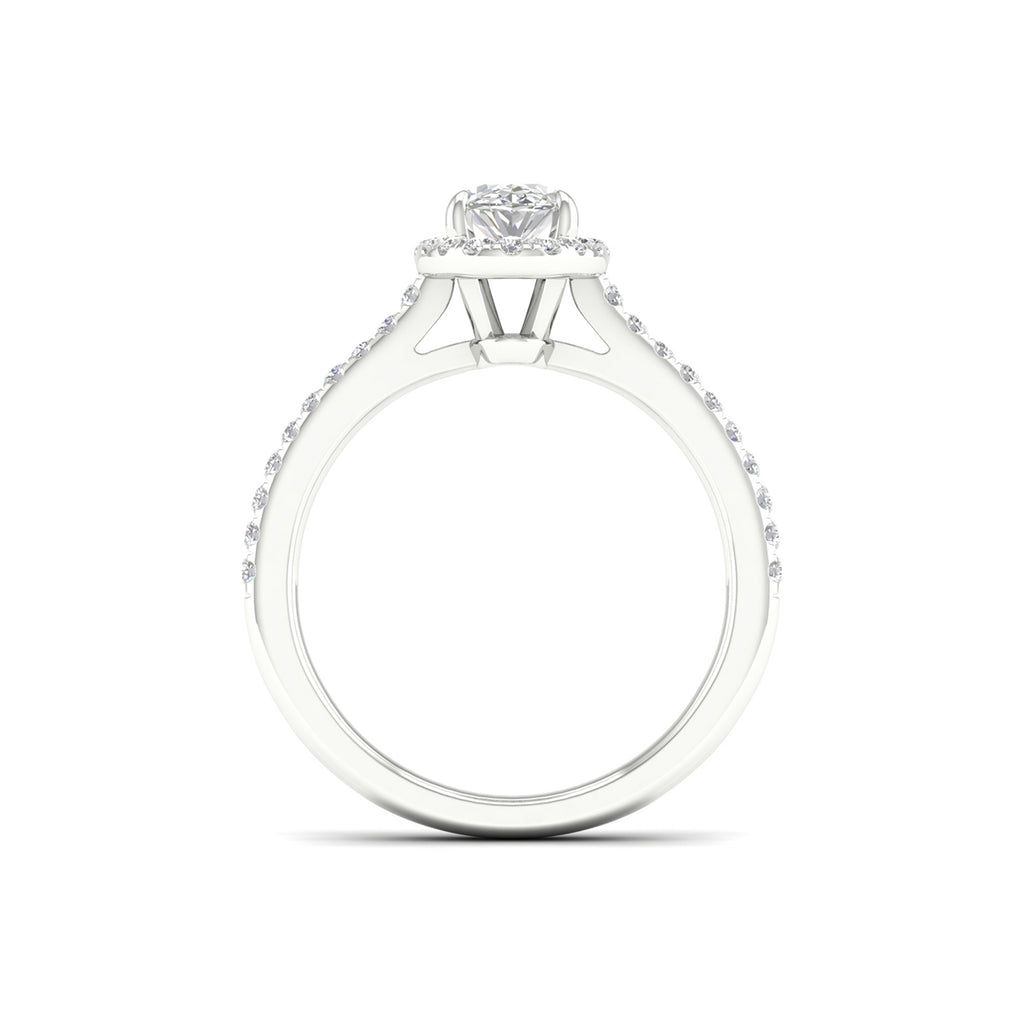 1.00 Carat T.W. Oval/Round-cut Lab Grown Diamond (F/VS+) 14K Gold Halo Ring