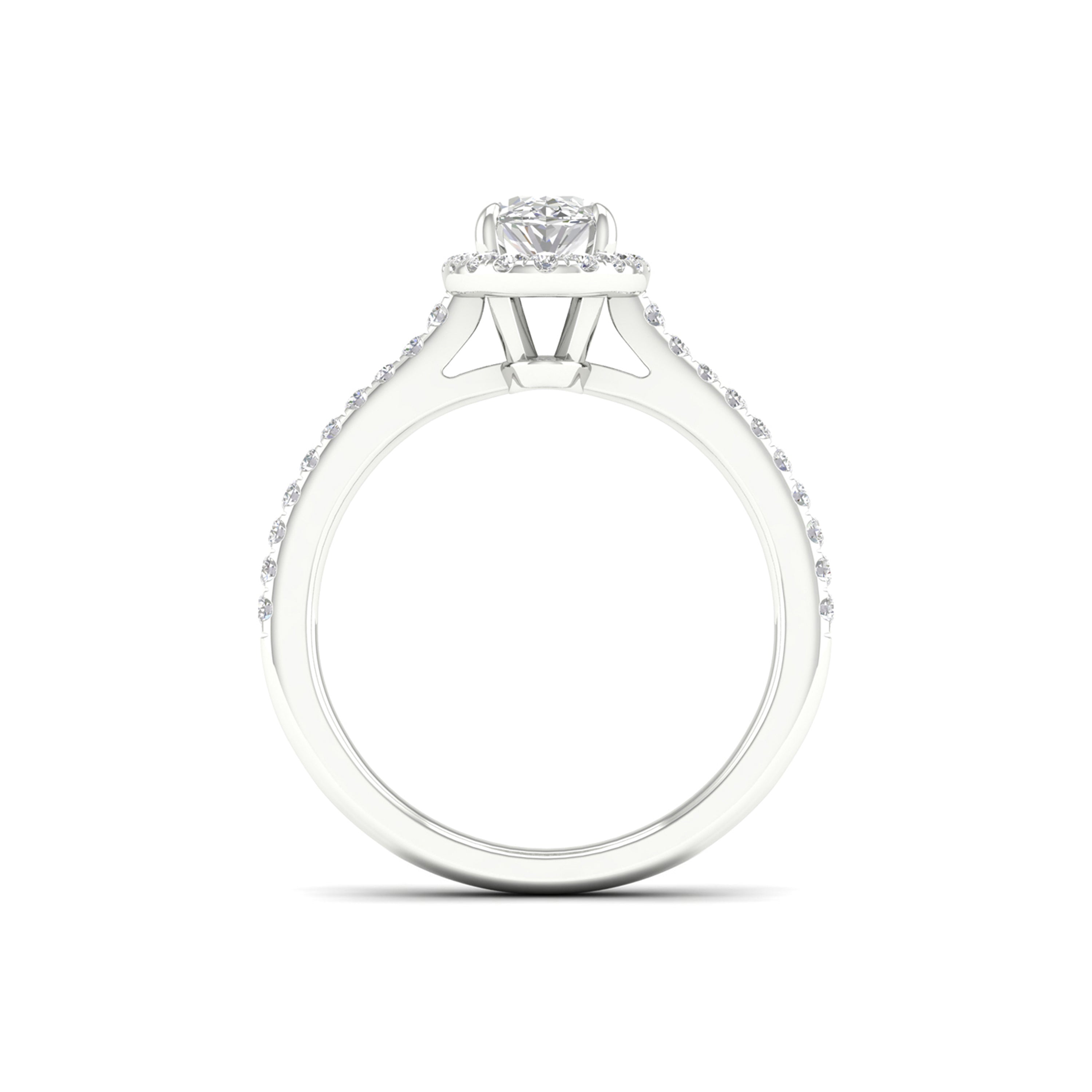 1.00 Carat T.W. Oval/Round-cut Lab Grown Diamond (F/VS+) 14K Gold Halo Ring