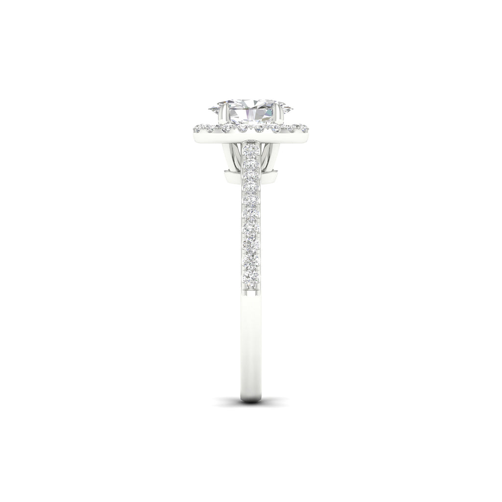 1.00 Carat T.W. Oval/Round-cut Lab Grown Diamond (F/VS+) 14K Gold Halo Ring