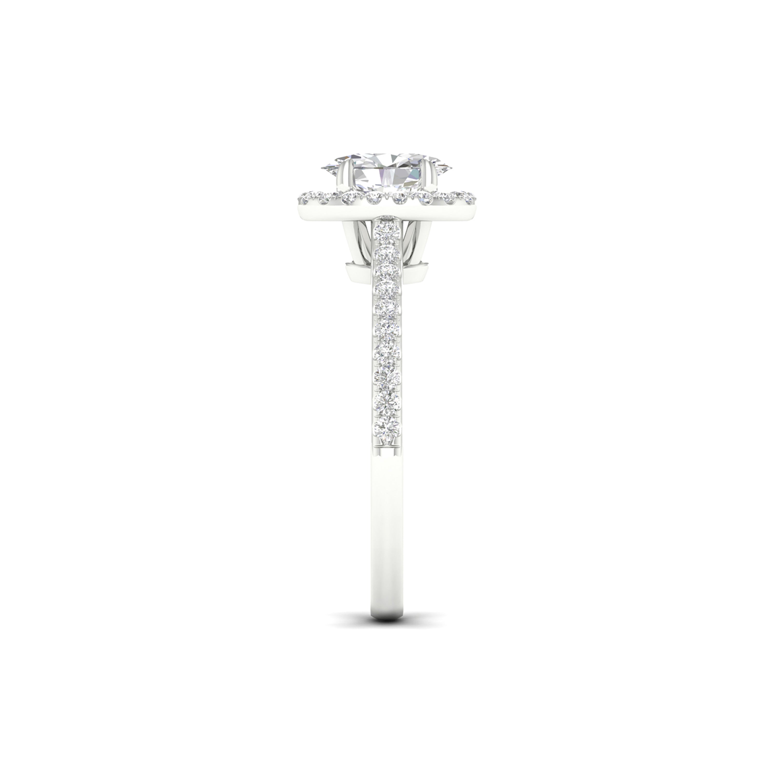1.00 Carat T.W. Oval/Round-cut Lab Grown Diamond (F/VS+) 14K Gold Halo Ring
