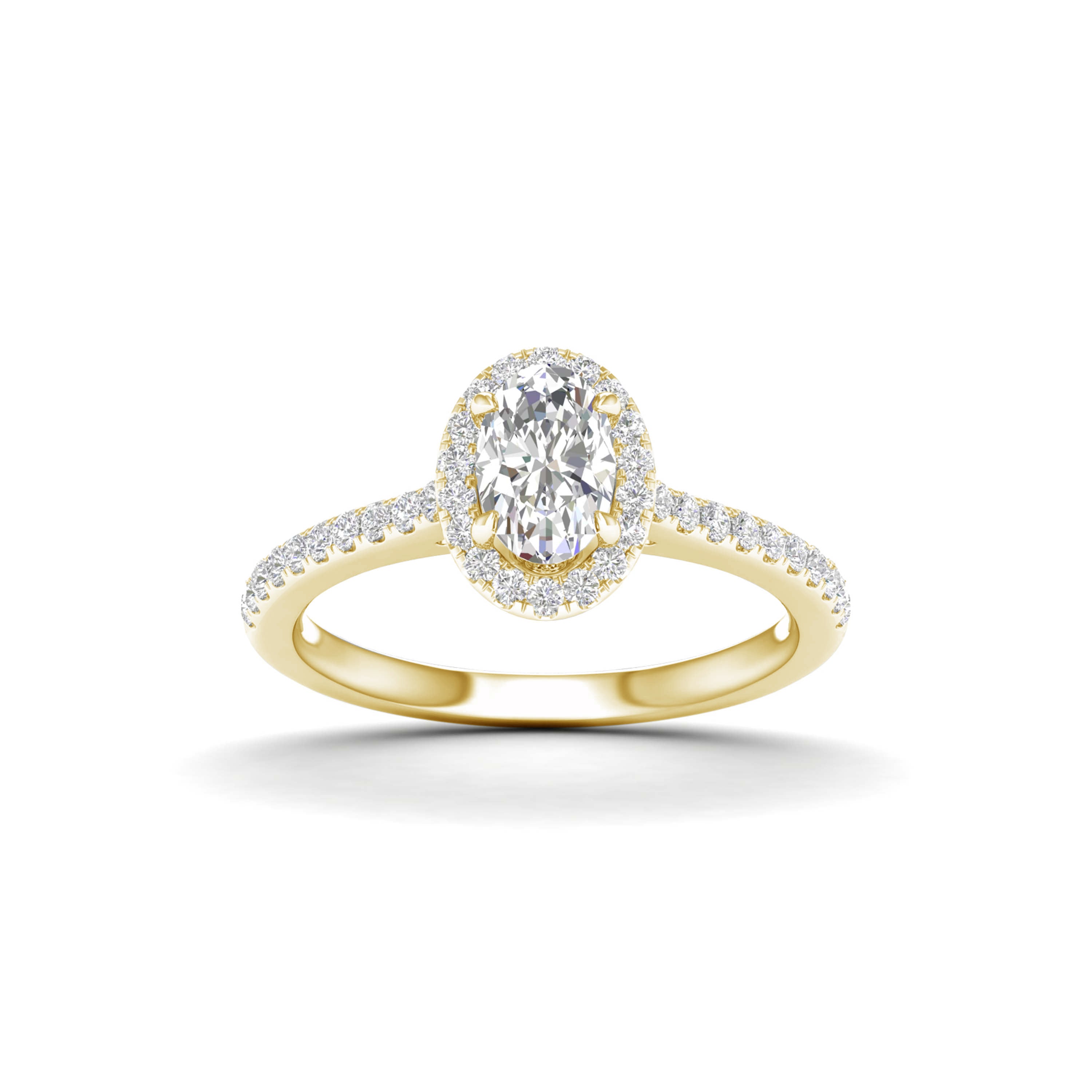 1.00 Carat T.W. Oval/Round-cut Lab Grown Diamond (F/VS+) 14K Gold Halo Ring