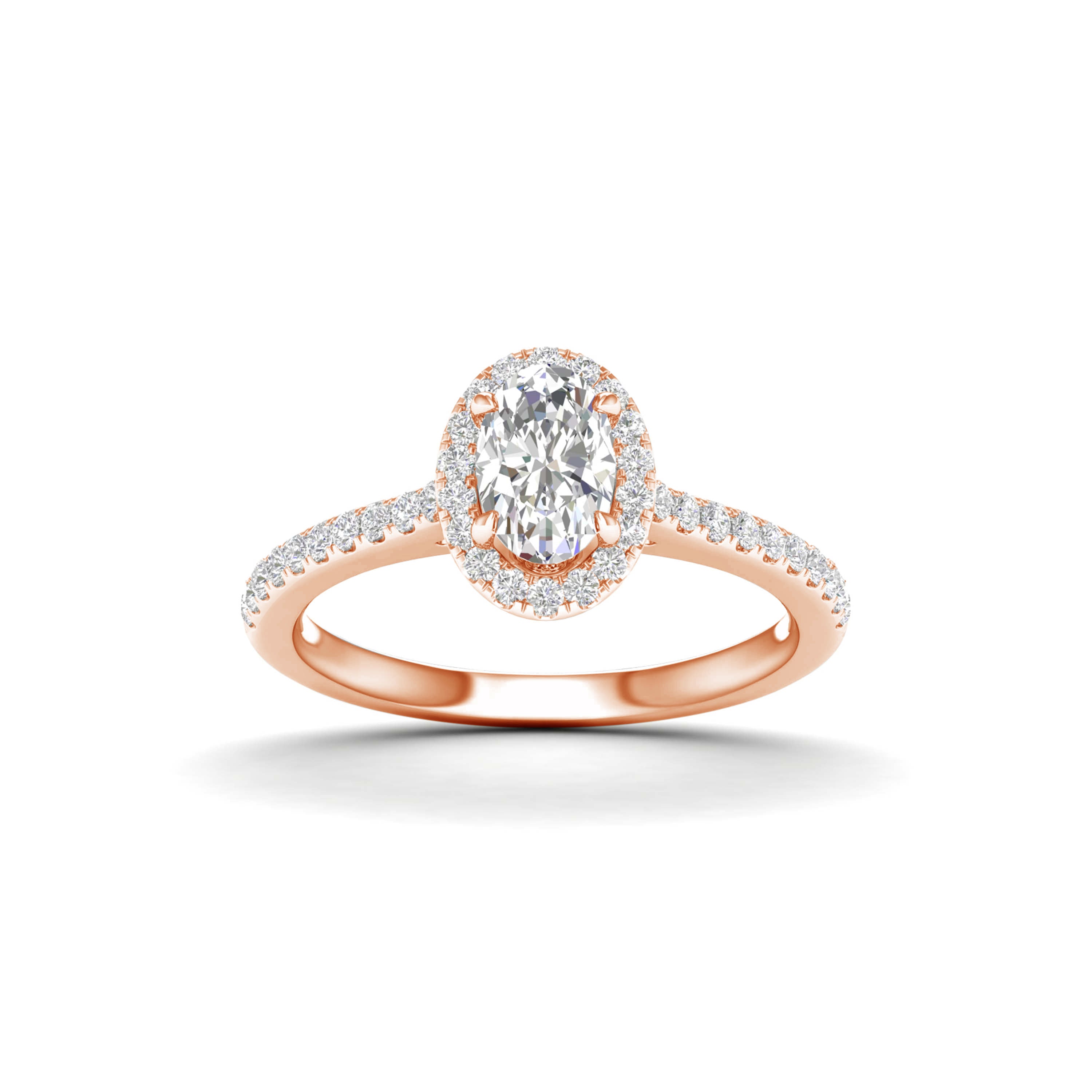 1.00 Carat T.W. Oval/Round-cut Lab Grown Diamond (F/VS+) 14K Gold Halo Ring
