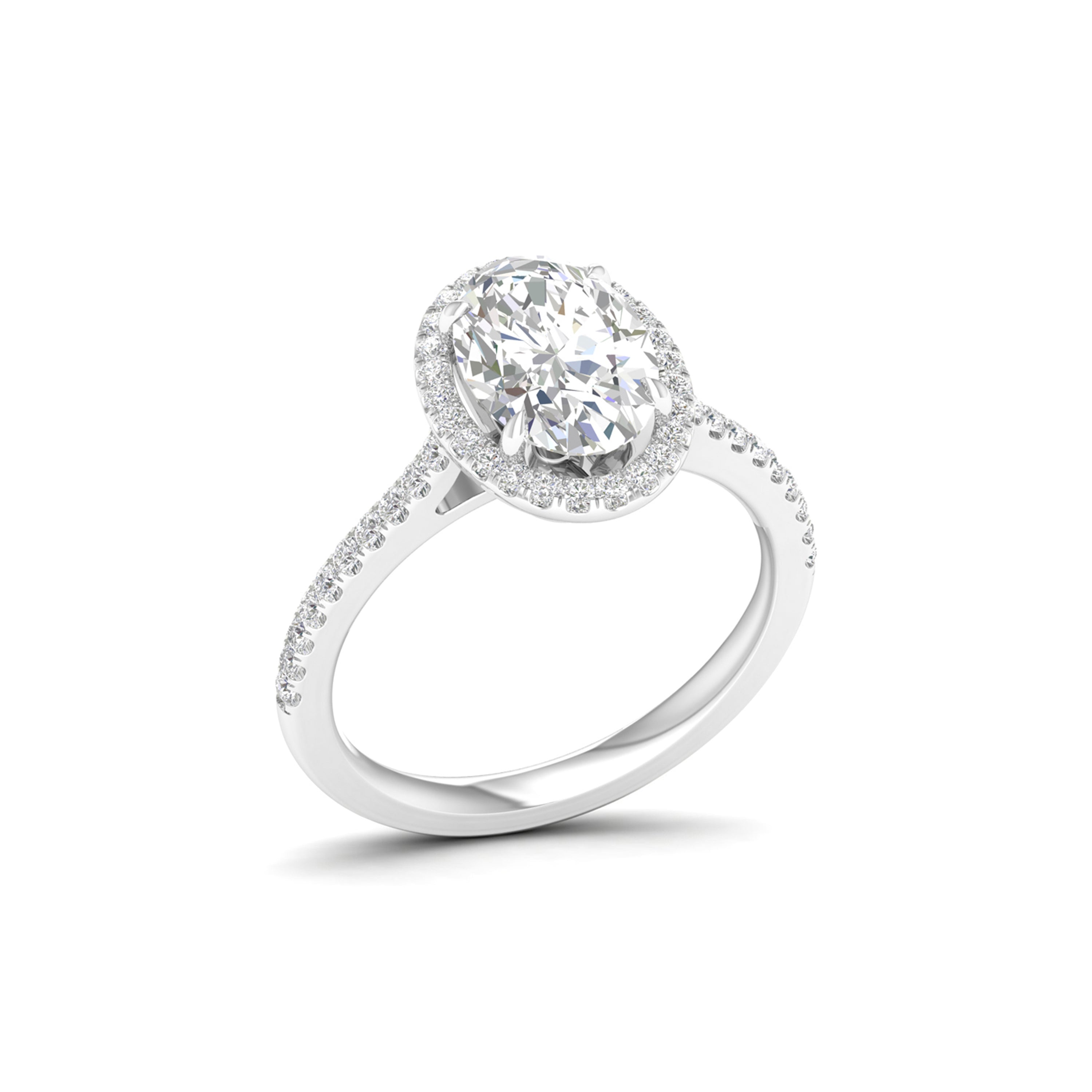 2 1/4 Carat T.W. Oval/Round-cut Lab Grown Diamond (F/VS+) 14K Gold Halo Ring