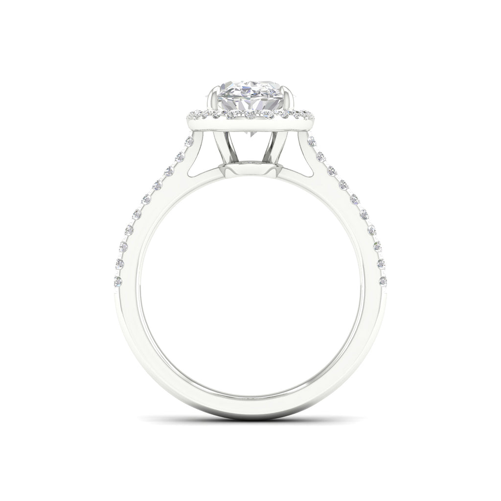 2 1/4 Carat T.W. Oval/Round-cut Lab Grown Diamond (F/VS+) 14K Gold Halo Ring