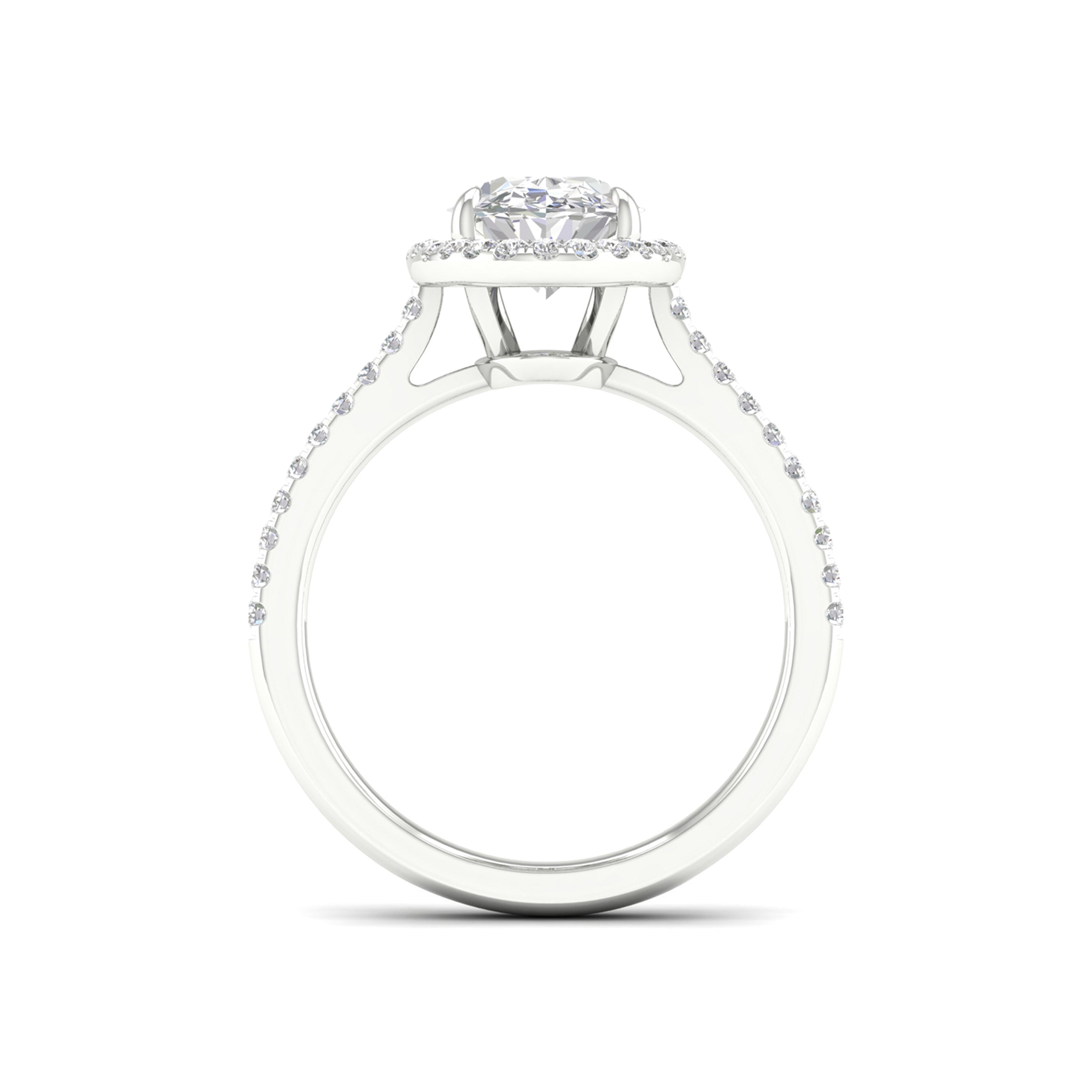 2 1/4 Carat T.W. Oval/Round-cut Lab Grown Diamond (F/VS+) 14K Gold Halo Ring