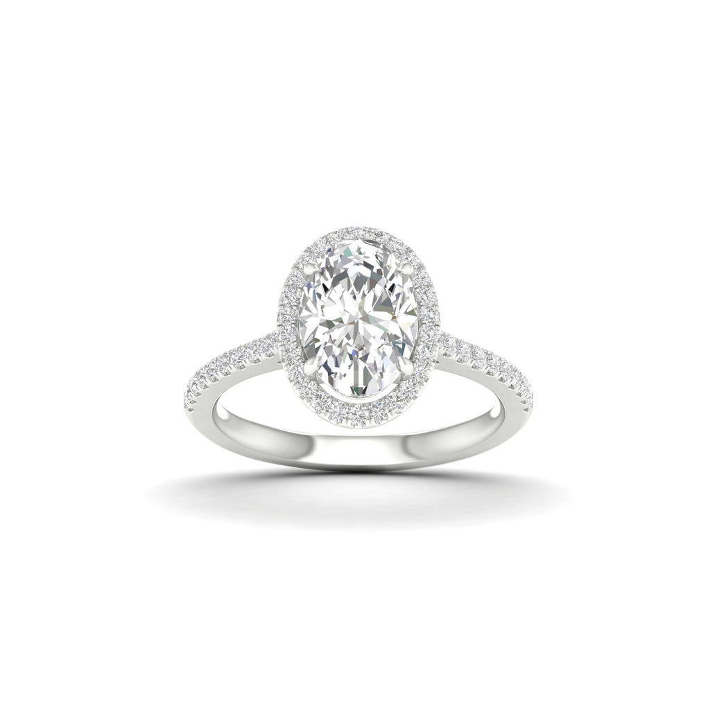 2 1/4 Carat T.W. Oval/Round-cut Lab Grown Diamond (F/VS+) 14K Gold Halo Ring