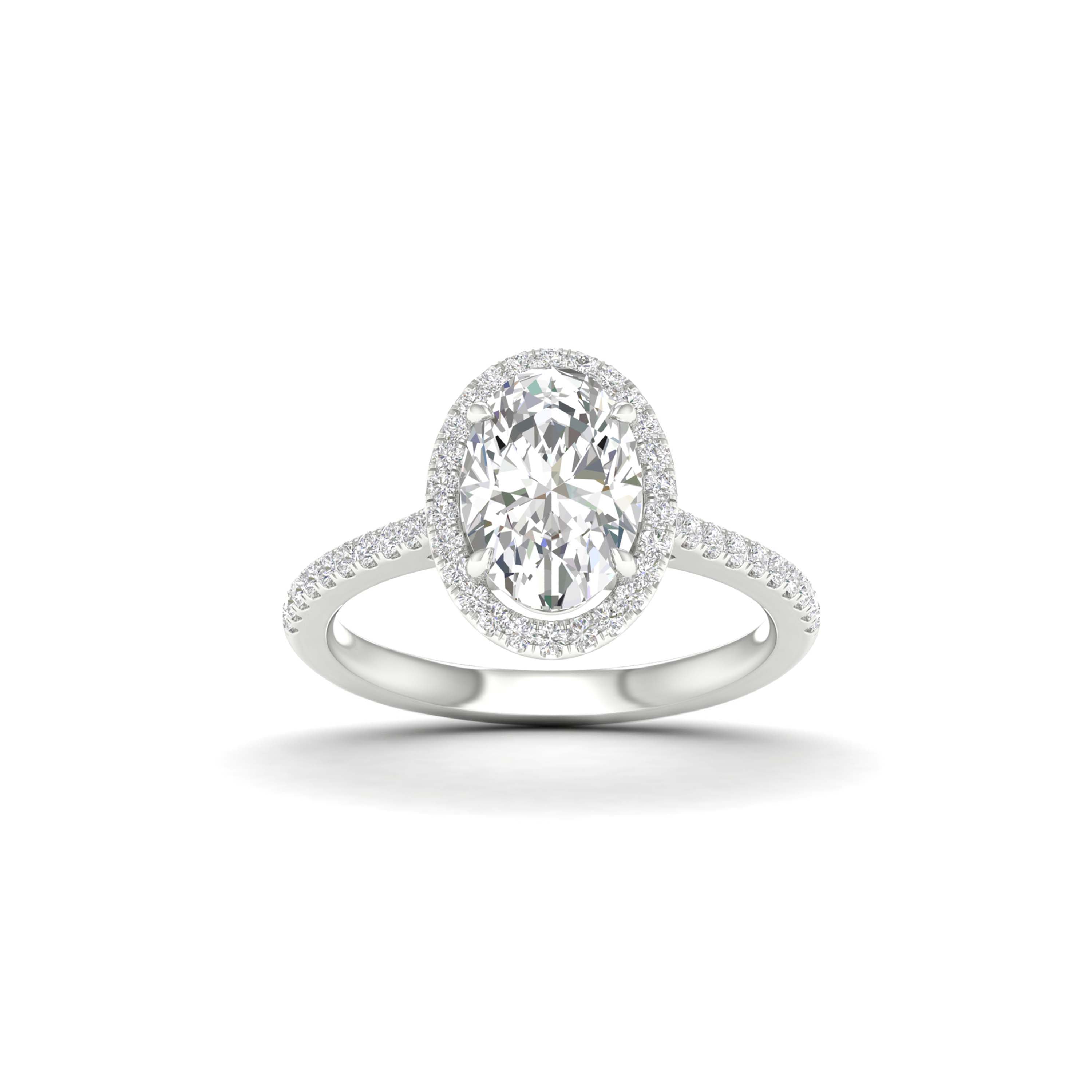 2 1/4 Carat T.W. Oval/Round-cut Lab Grown Diamond (F/VS+) 14K Gold Halo Ring