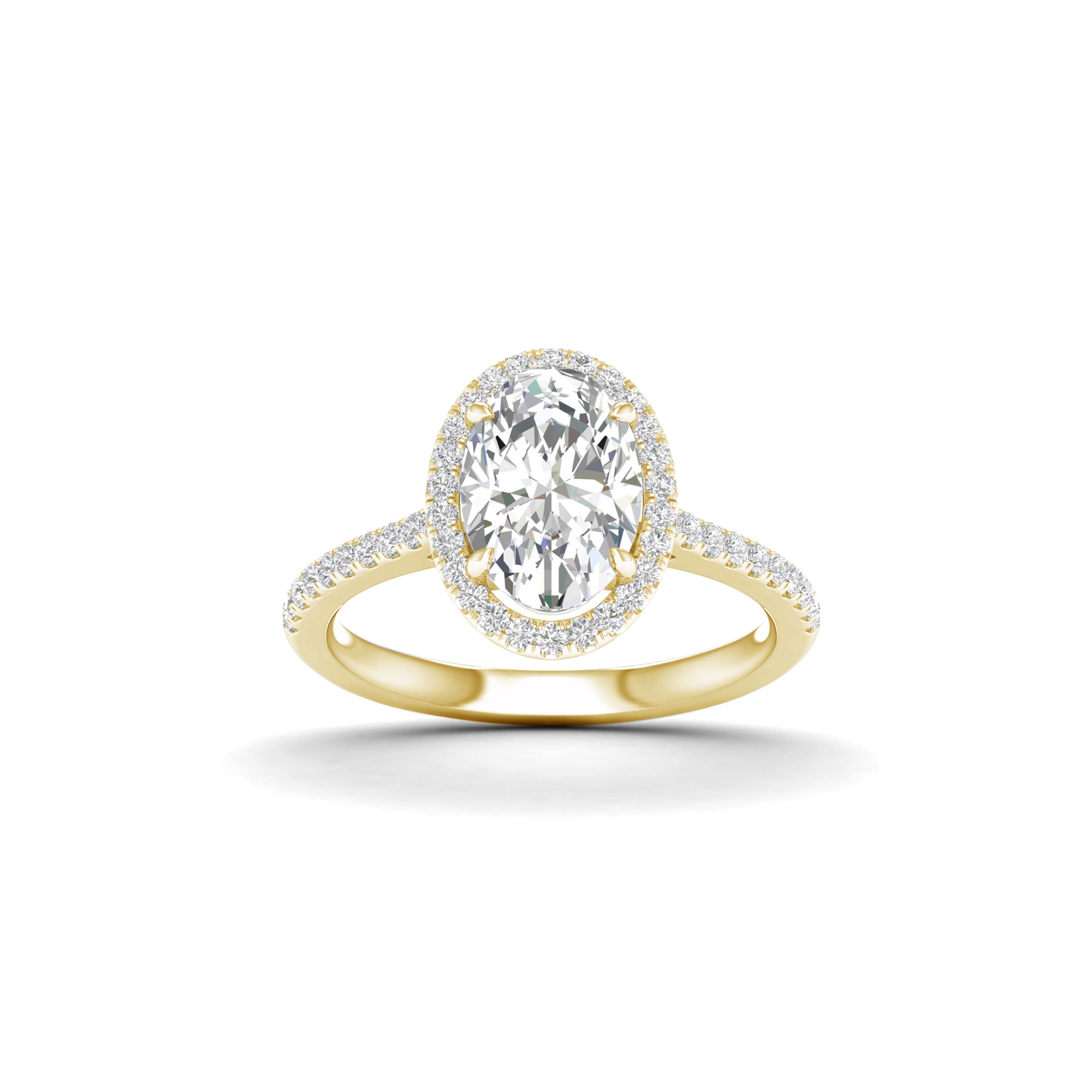 2 1/4 Carat T.W. Oval/Round-cut Lab Grown Diamond (F/VS+) 14K Gold Halo Ring