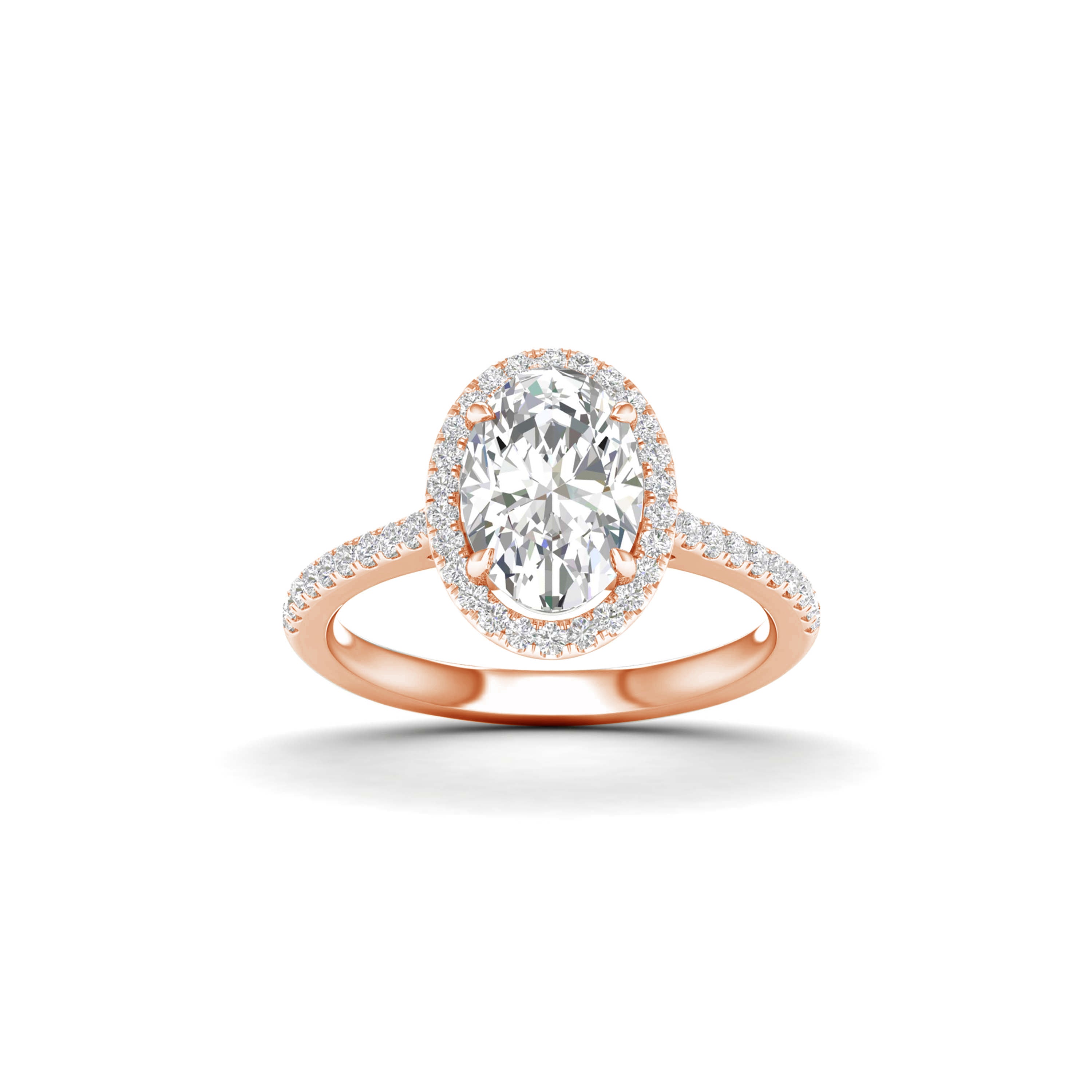 2 1/4 Carat T.W. Oval/Round-cut Lab Grown Diamond (F/VS+) 14K Gold Halo Ring