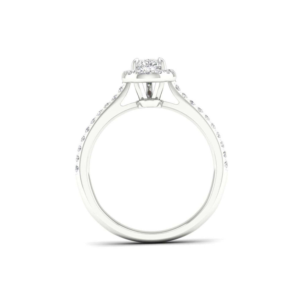 1.00 Carat T.W. Pear/Round-cut Lab Grown Diamond (F/VS+) 14K Gold Halo Ring