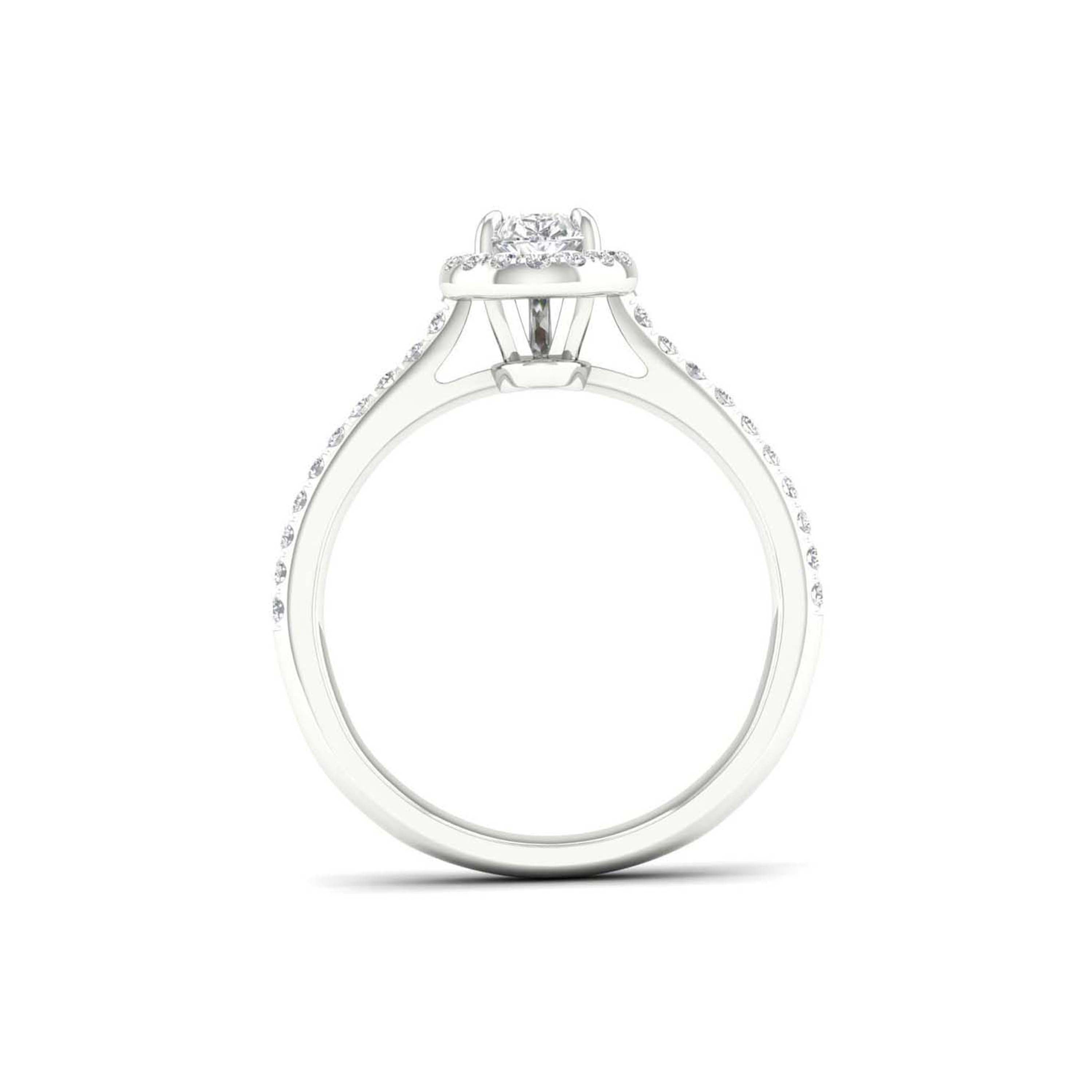 1.00 Carat T.W. Pear/Round-cut Lab Grown Diamond (F/VS+) 14K Gold Halo Ring