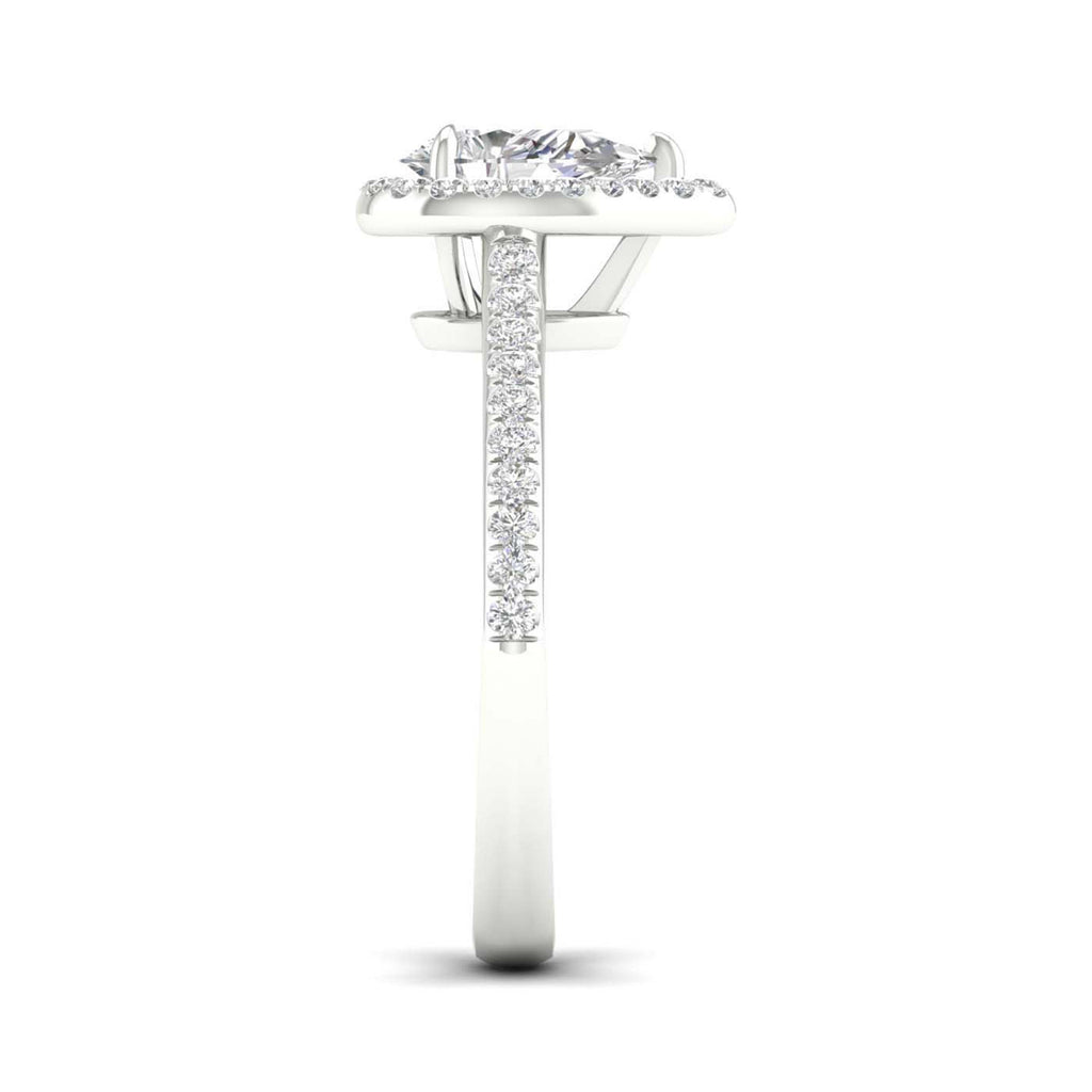 1.00 Carat T.W. Pear/Round-cut Lab Grown Diamond (F/VS+) 14K Gold Halo Ring