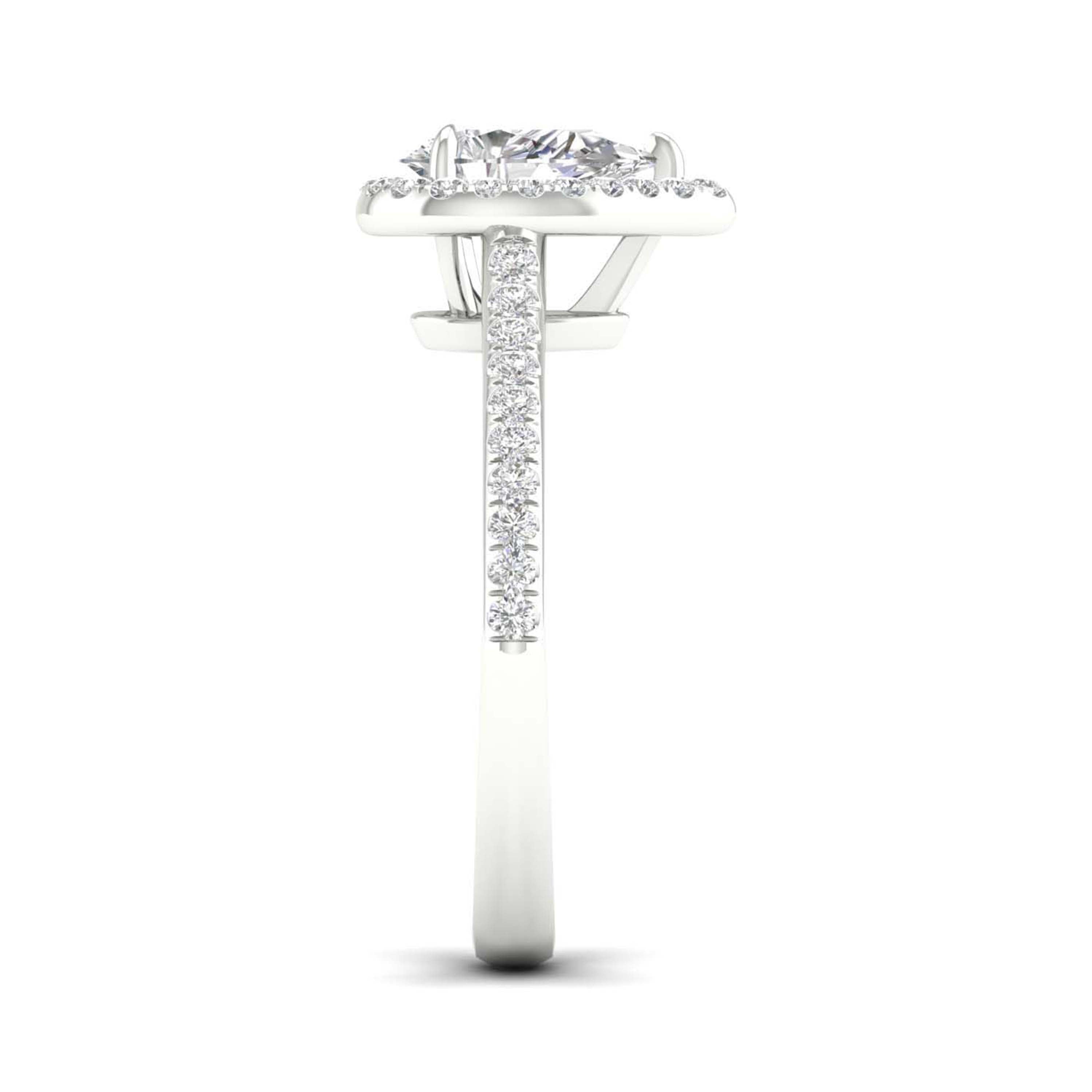 1.00 Carat T.W. Pear/Round-cut Lab Grown Diamond (F/VS+) 14K Gold Halo Ring