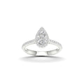 1.00 Carat T.W. Pear/Round-cut Lab Grown Diamond (F/VS+) 14K Gold Halo Ring