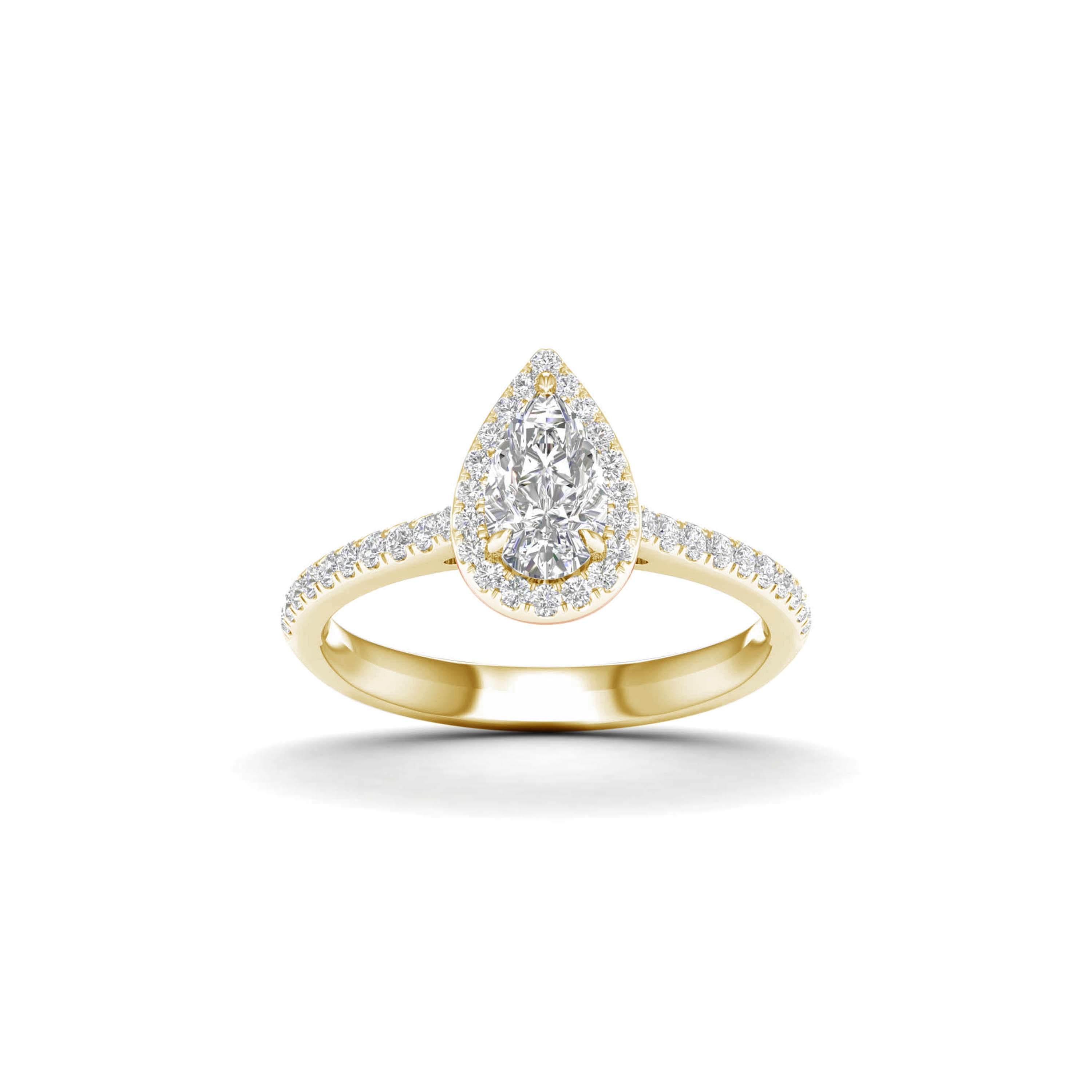 1.00 Carat T.W. Pear/Round-cut Lab Grown Diamond (F/VS+) 14K Gold Halo Ring