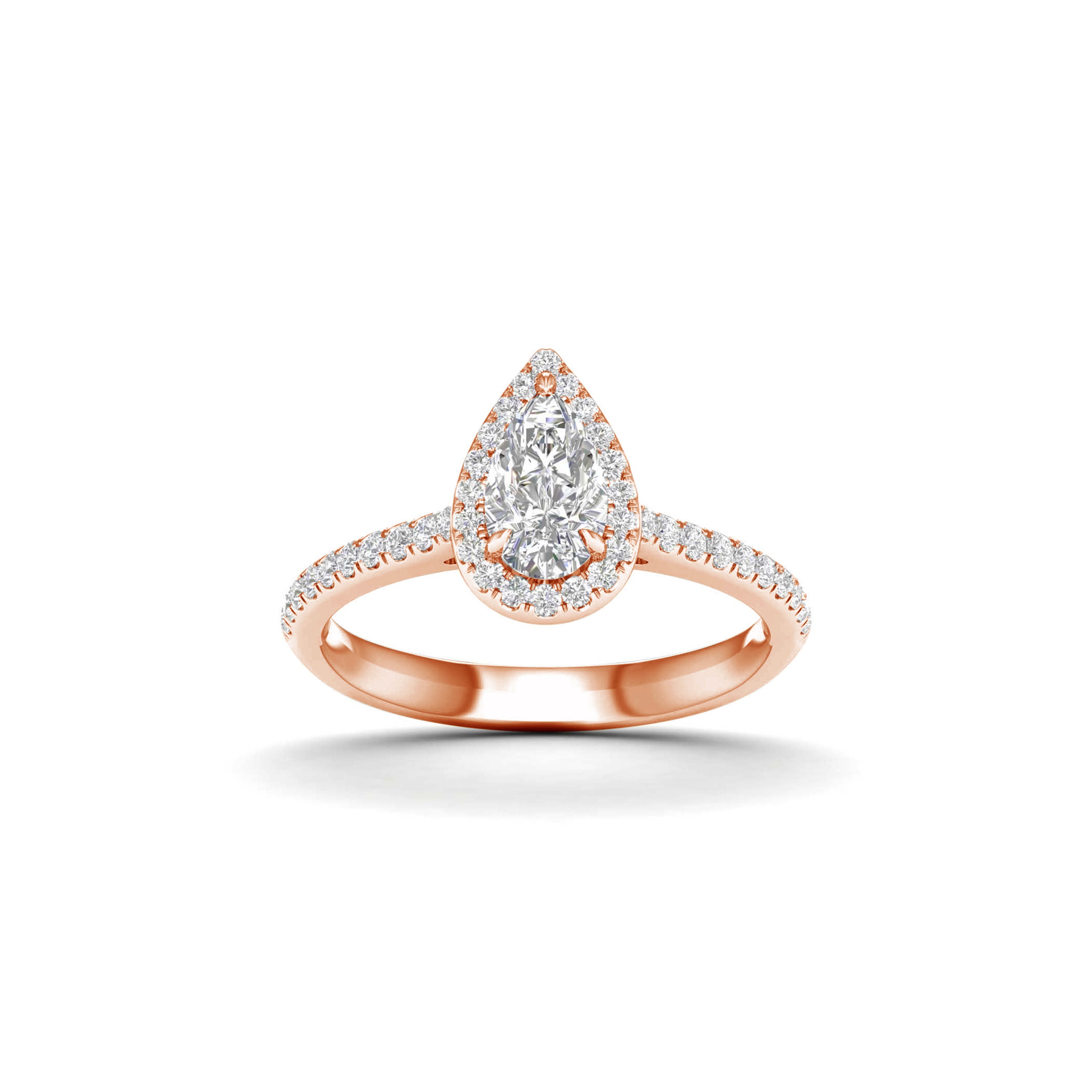 1.00 Carat T.W. Pear/Round-cut Lab Grown Diamond (F/VS+) 14K Gold Halo Ring