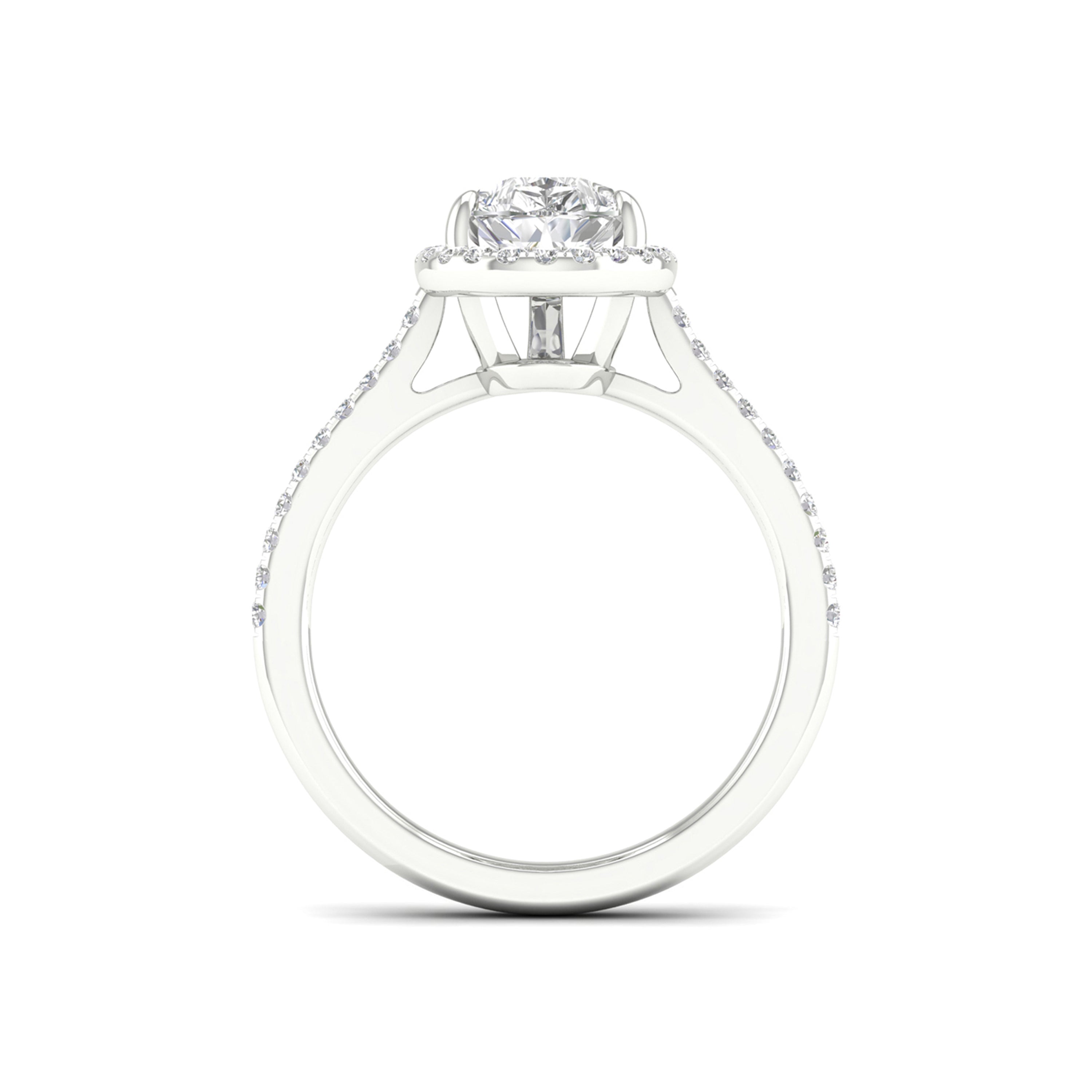 2 1/4 Carat T.W. Pear/Round-cut Lab Grown Diamond (F/VS+) 14K Gold Halo Ring