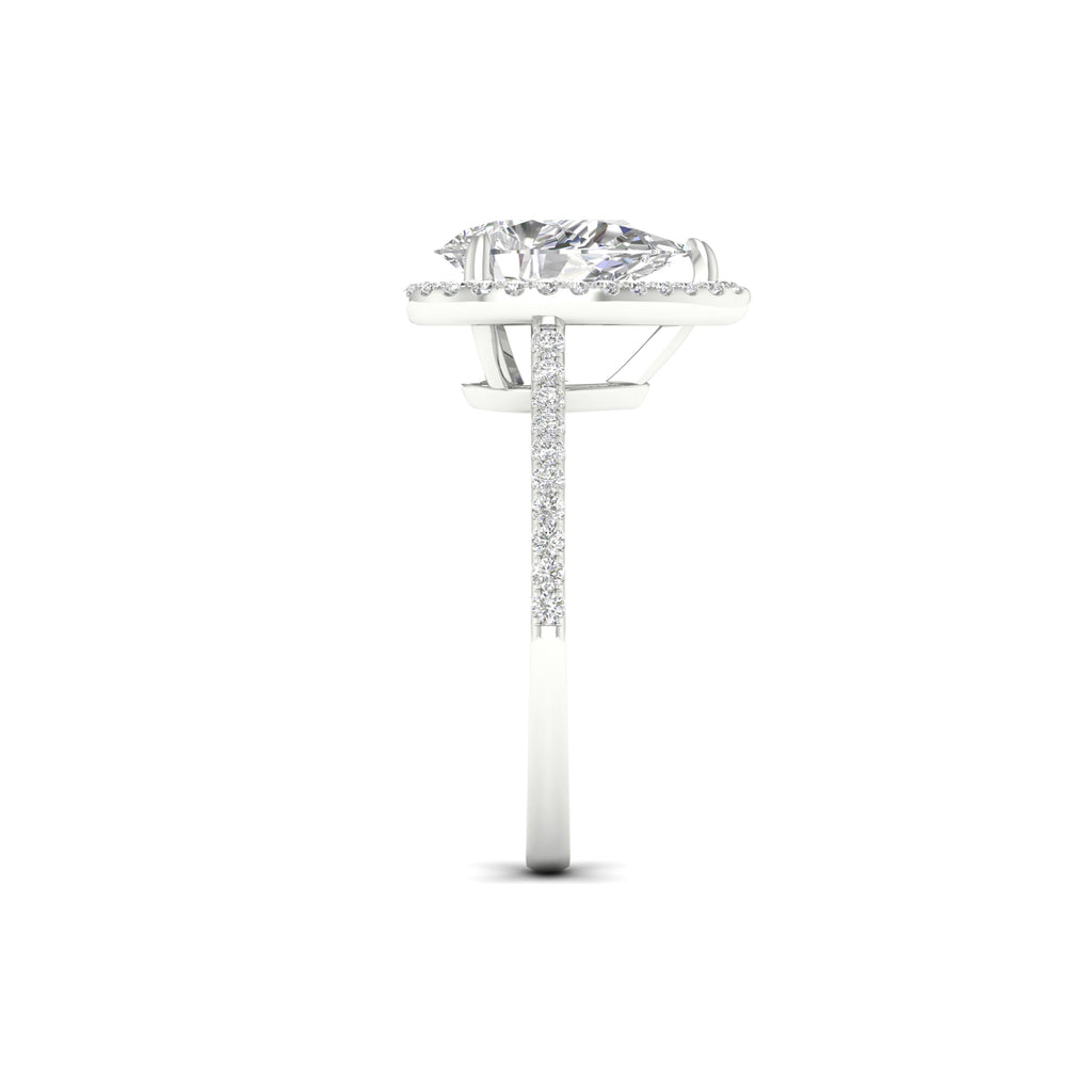 2 1/4 Carat T.W. Pear/Round-cut Lab Grown Diamond (F/VS+) 14K Gold Halo Ring