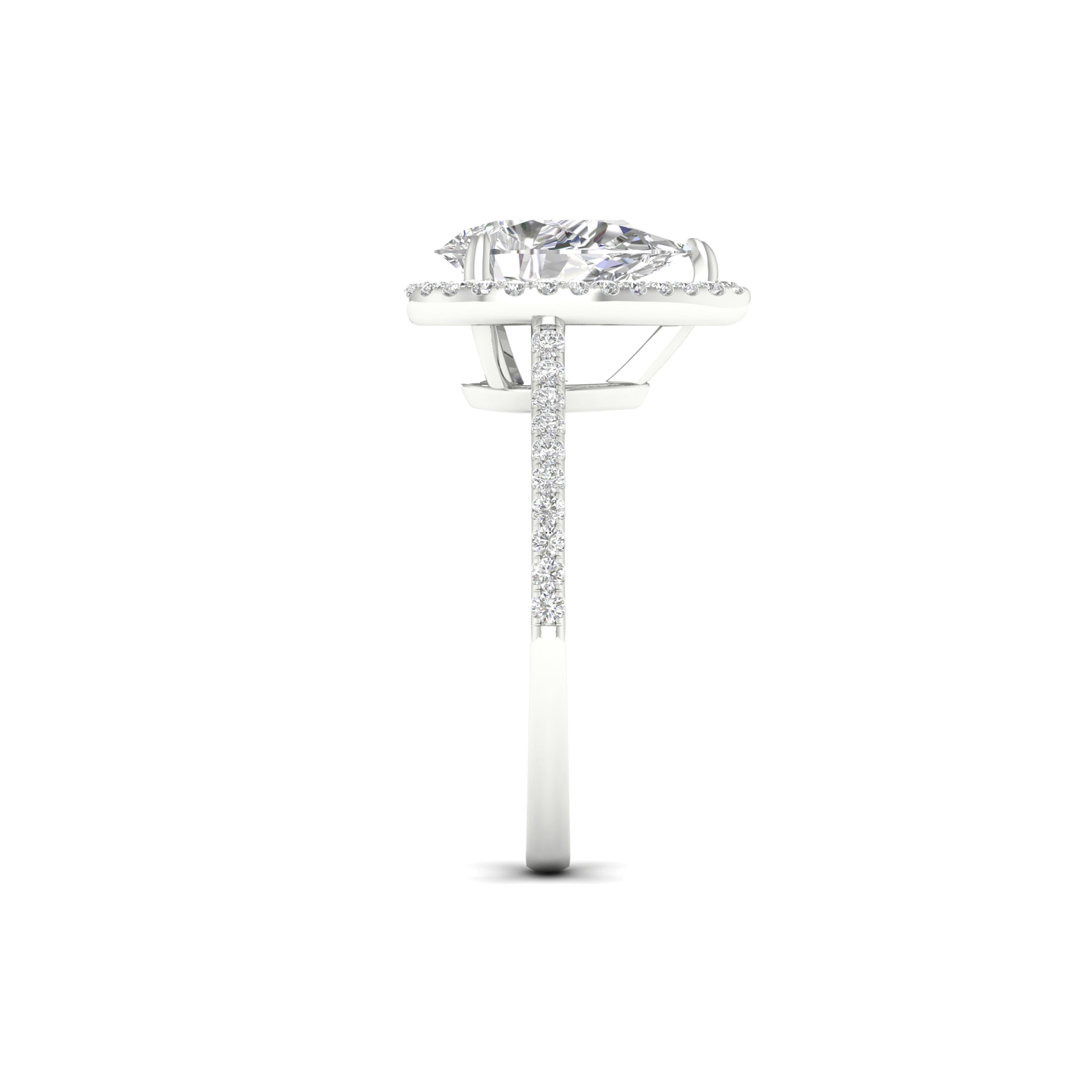2 1/4 Carat T.W. Pear/Round-cut Lab Grown Diamond (F/VS+) 14K Gold Halo Ring