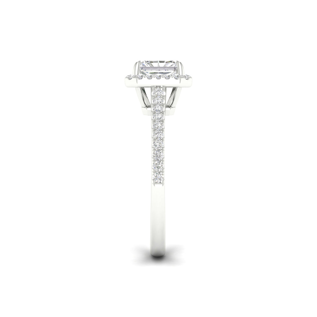 1.00 Carat T.W. Radiant/Round-cut Lab Grown Diamond (F/VS+) 14K Gold Halo Ring