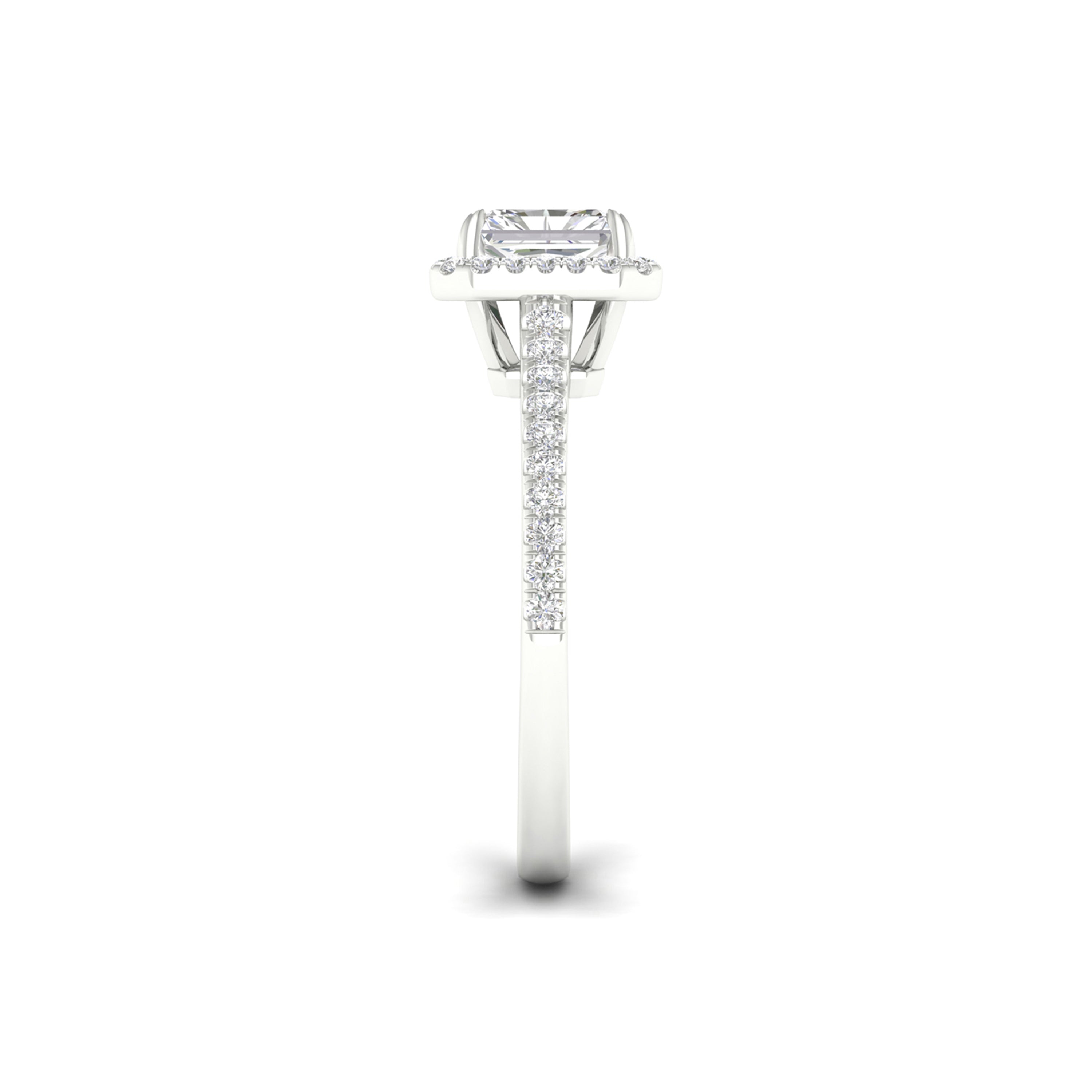 1.00 Carat T.W. Radiant/Round-cut Lab Grown Diamond (F/VS+) 14K Gold Halo Ring