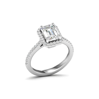 2 1/4 Carat T.W. Radiant/Round-cut Lab Grown Diamond ( G-H/VS ) 14K Gold Halo Ring