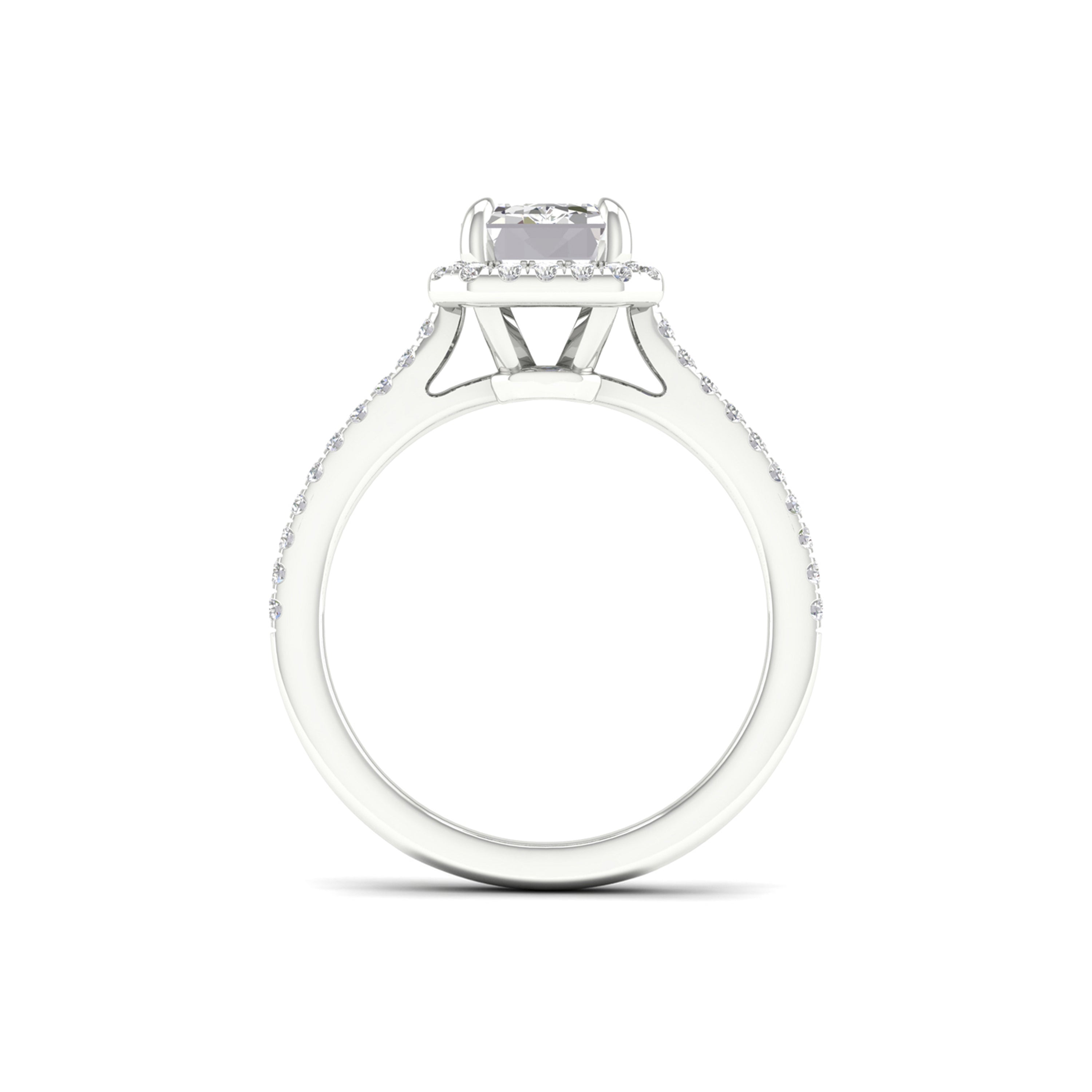 2 1/4 Carat T.W. Radiant/Round-cut Lab Grown Diamond (F/VS+) 14K Gold Halo Ring