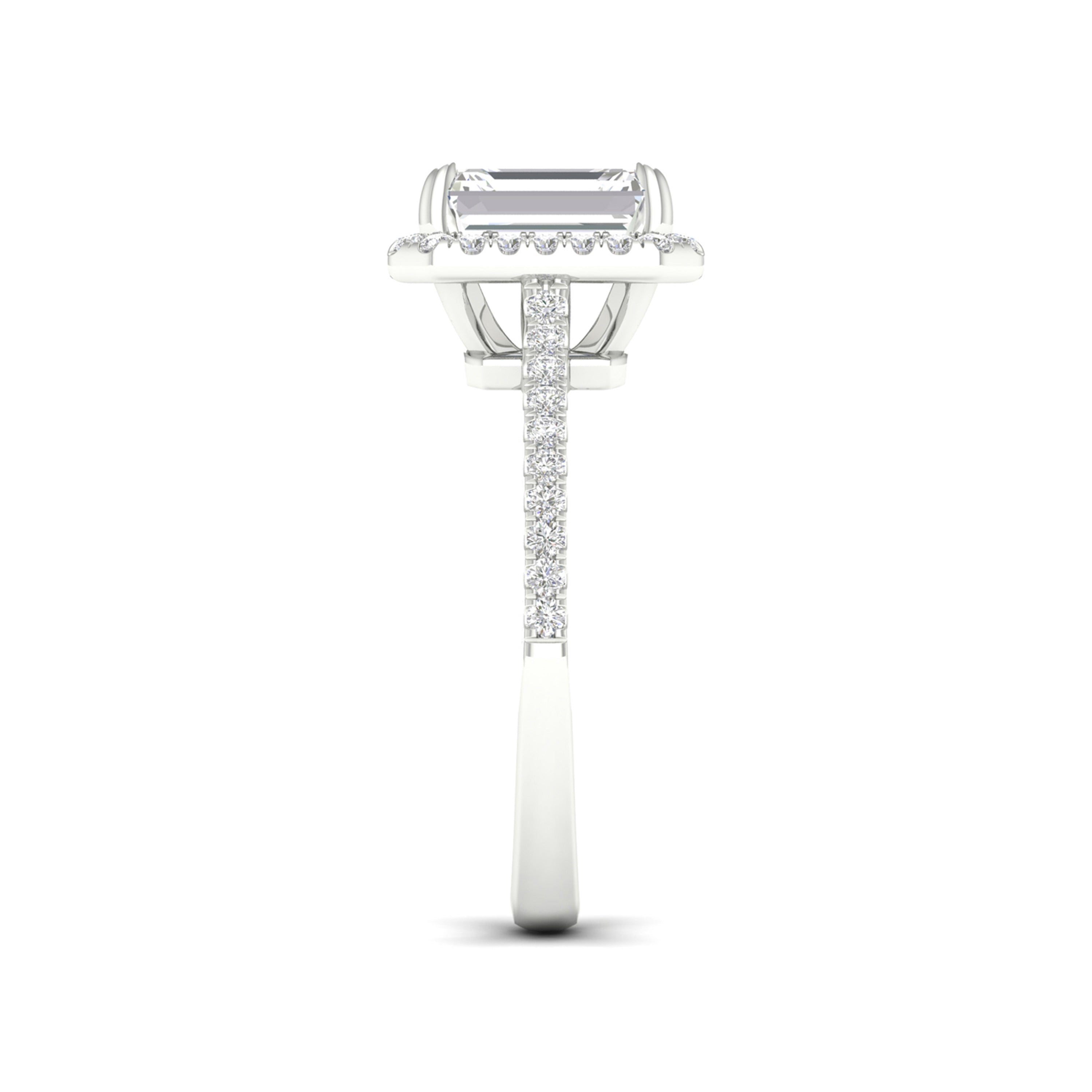 2 1/4 Carat T.W. Radiant/Round-cut Lab Grown Diamond (F/VS+) 14K Gold Halo Ring
