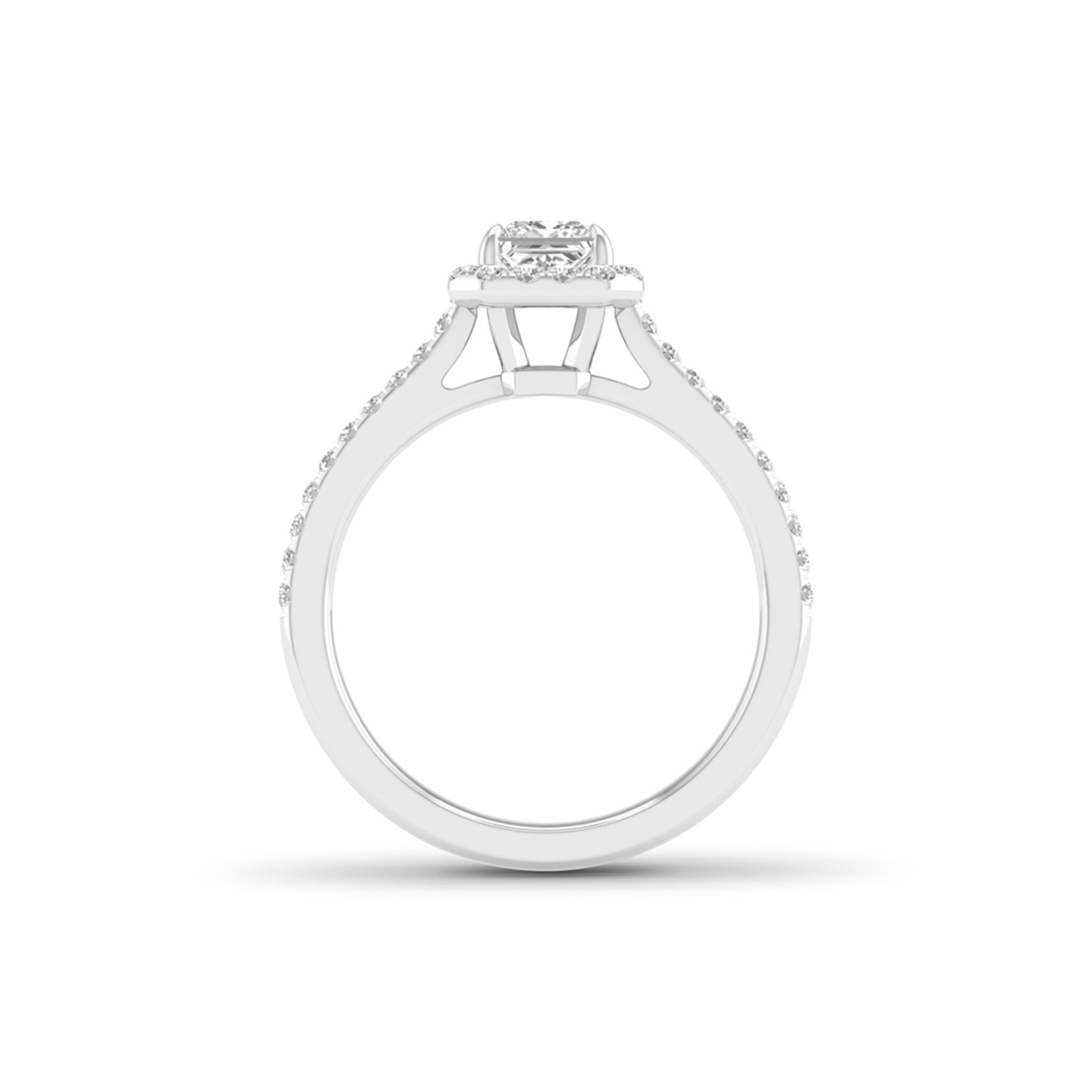 1.00 Carat T.W. Princess/Round-cut Lab Grown Diamond (F/VS+) 14K Gold Halo Ring