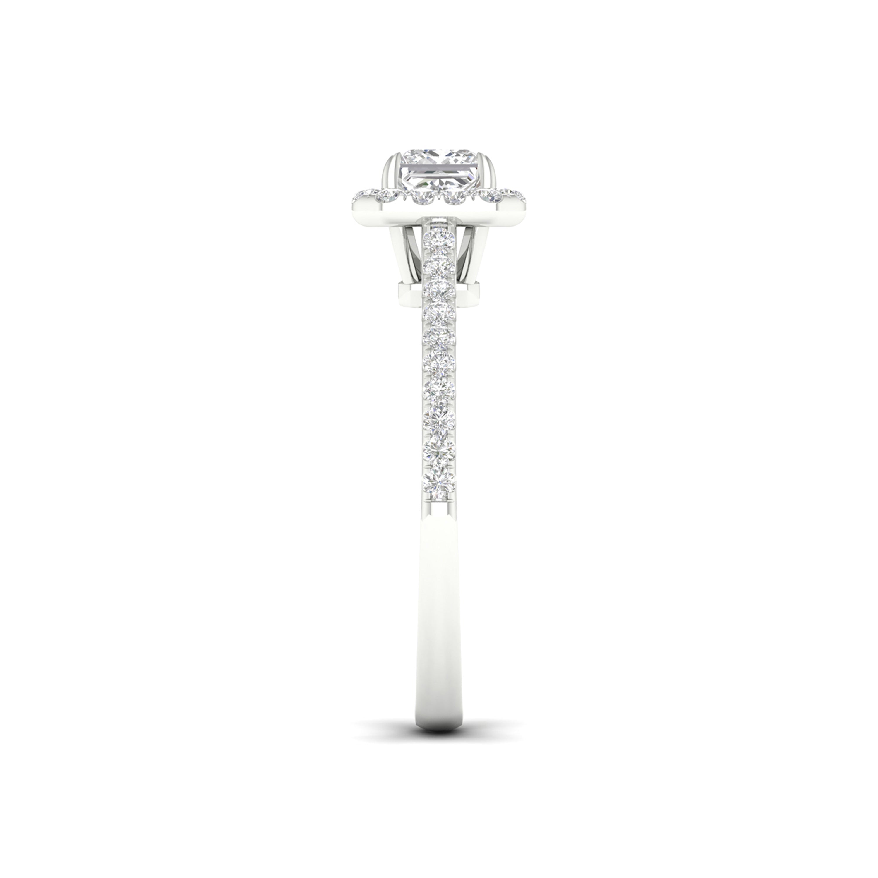1.00 Carat T.W. Princess/Round-cut Lab Grown Diamond (F/VS+) 14K Gold Halo Ring