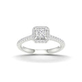 1.00 Carat T.W. Princess/Round-cut Lab Grown Diamond (F/VS+) 14K Gold Halo Ring