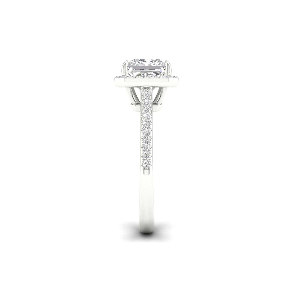 2 1/4 Carat T.W. Princess/Round-cut Lab Grown Diamond (F/VS+) 14K Gold Halo Ring