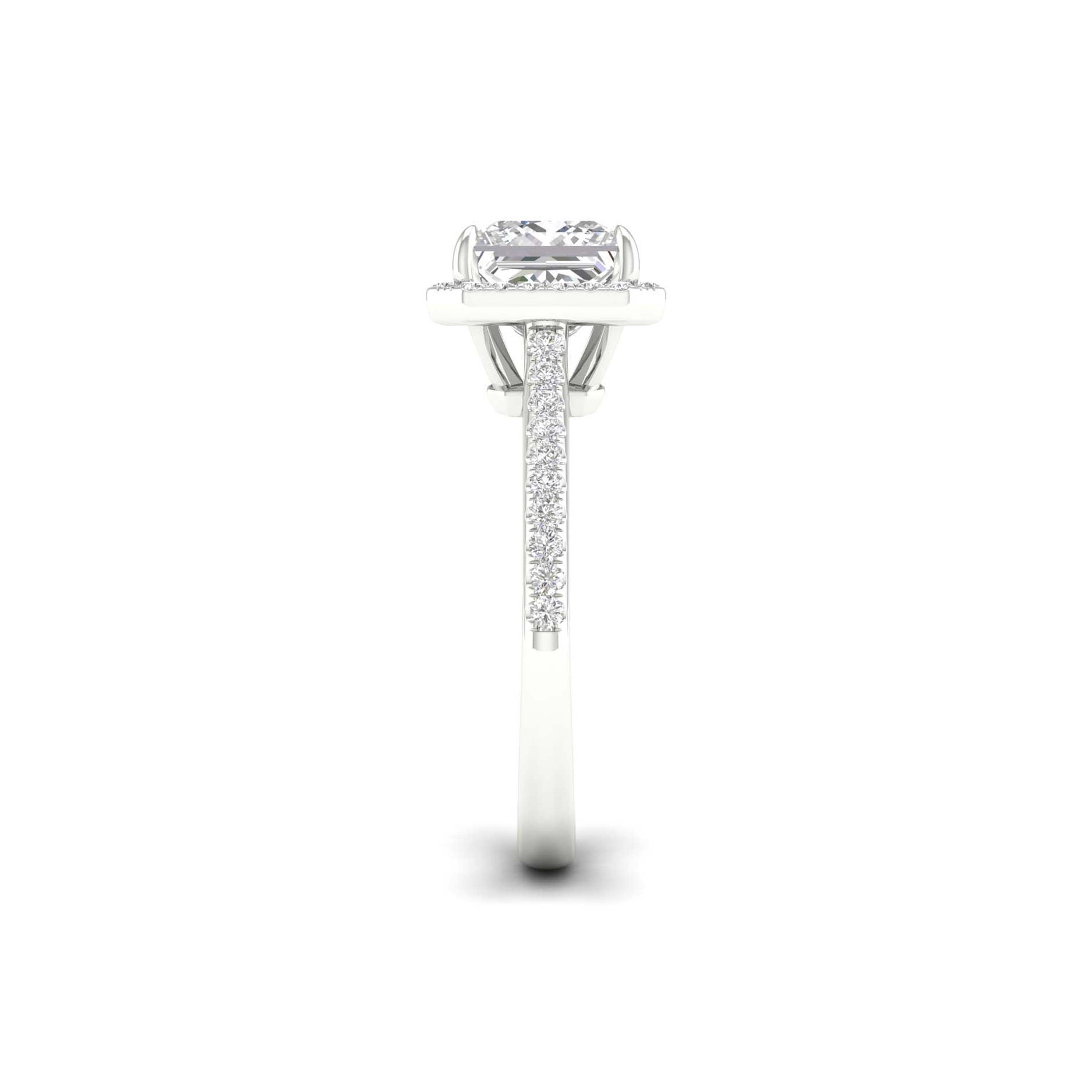 2 1/4 Carat T.W. Princess/Round-cut Lab Grown Diamond (F/VS+) 14K Gold Halo Ring