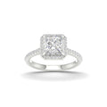 2 1/4 Carat T.W. Princess/Round-cut Lab Grown Diamond (F/VS+) 14K Gold Halo Ring